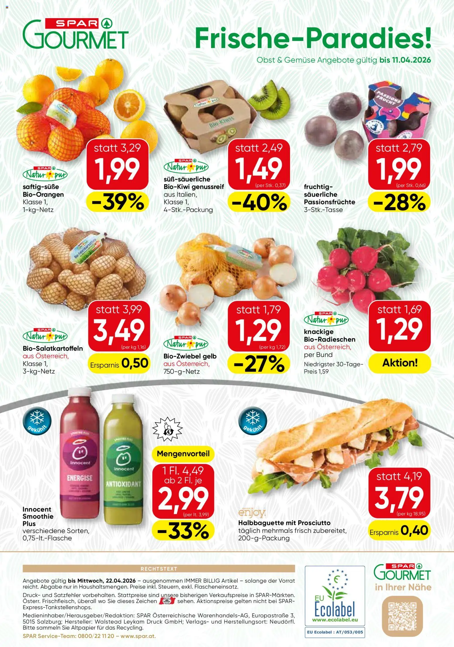 SPAR Gourmet Flugblatt gültig ab 09.04.2026 | Seite: 12 | Produkte: Gemüse, Obst