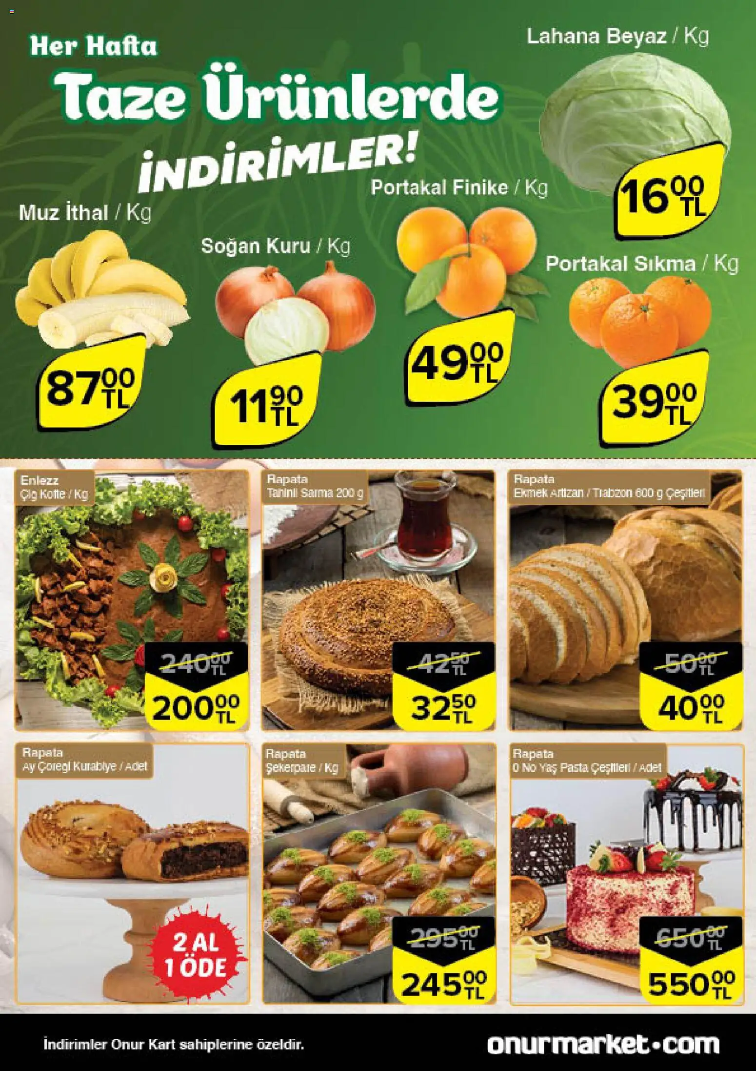 Onur Market Taze Ürünlerde İndirimler - İstanbul - 11.12.2025 tarihinden itibaren geçerlidir | Sayfa: 4 | Ürünler: Ekmek, Portakal, Soğan, Lahana