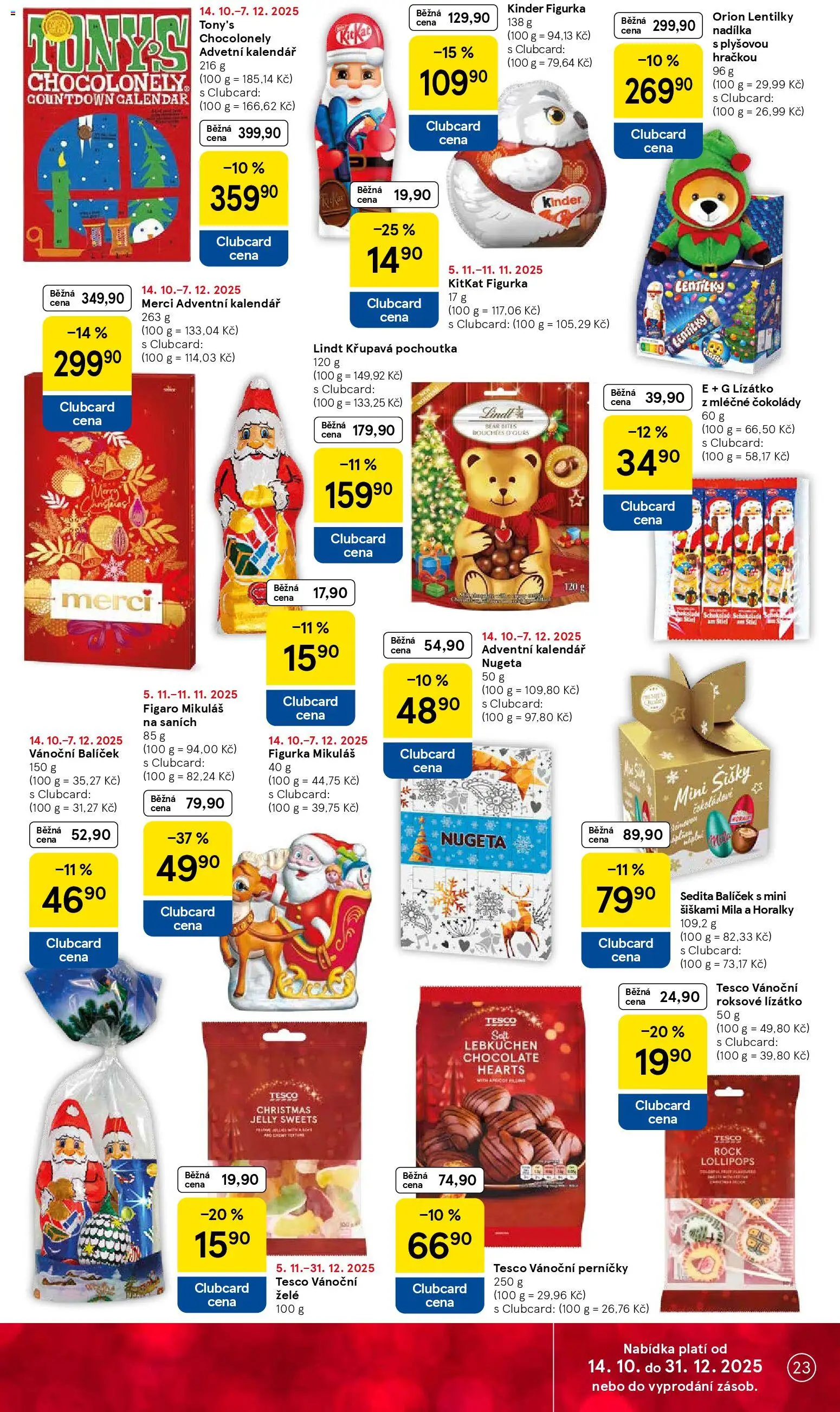 Tesco Black Friday od 05.11.2025 | Strana: 23 | Produkty: Kalendář, Nugeta, Mila, Kinder
