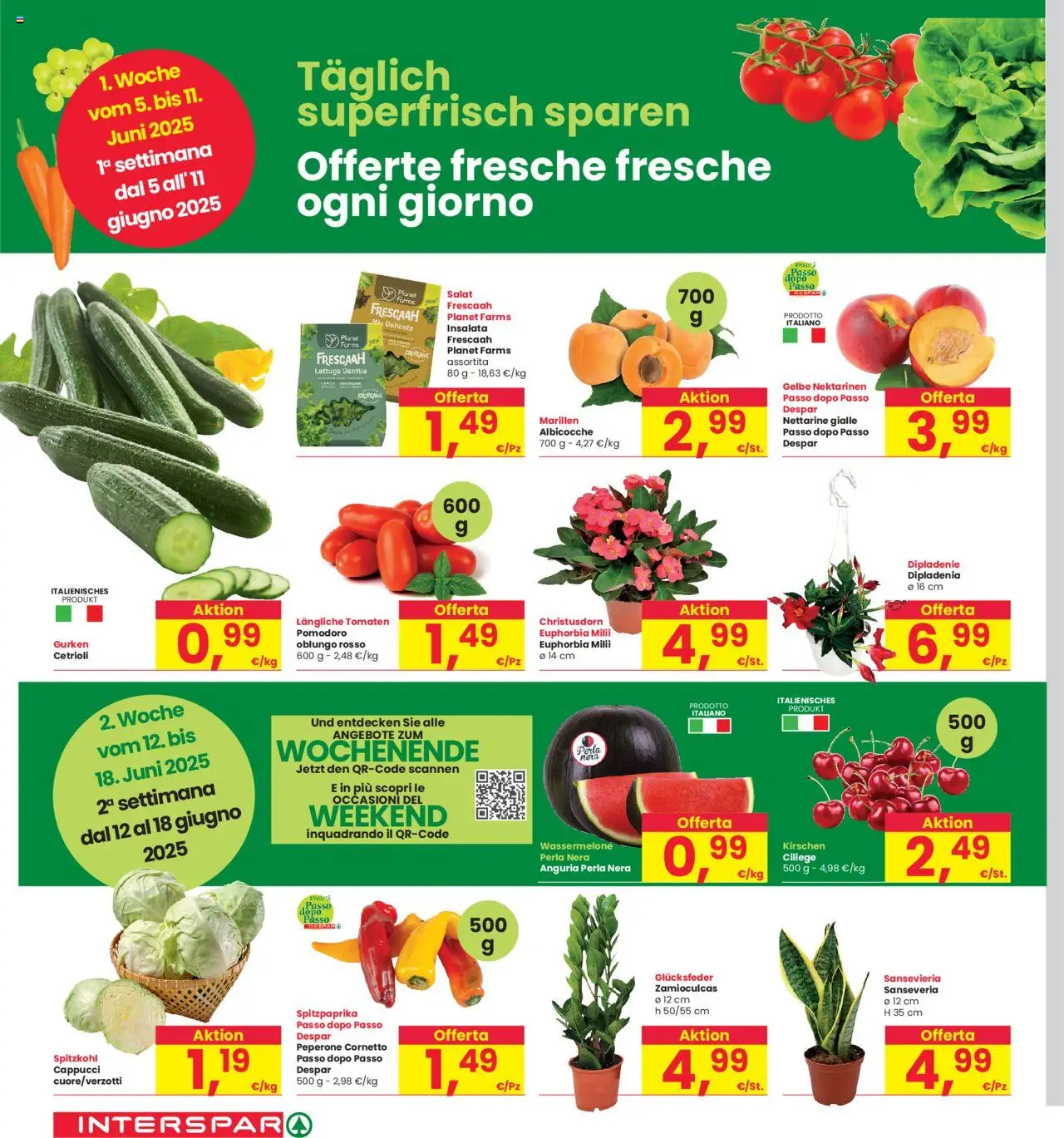 Volantino Interspar del 05.06.2025 | Pagina: 12 | Prodotti: Insalata, Pomodoro, Anguria, Albicocche