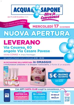 Anteprima del volantino Acqua e Sapone Leverano catalogo valido a partire dal 17.12.2025