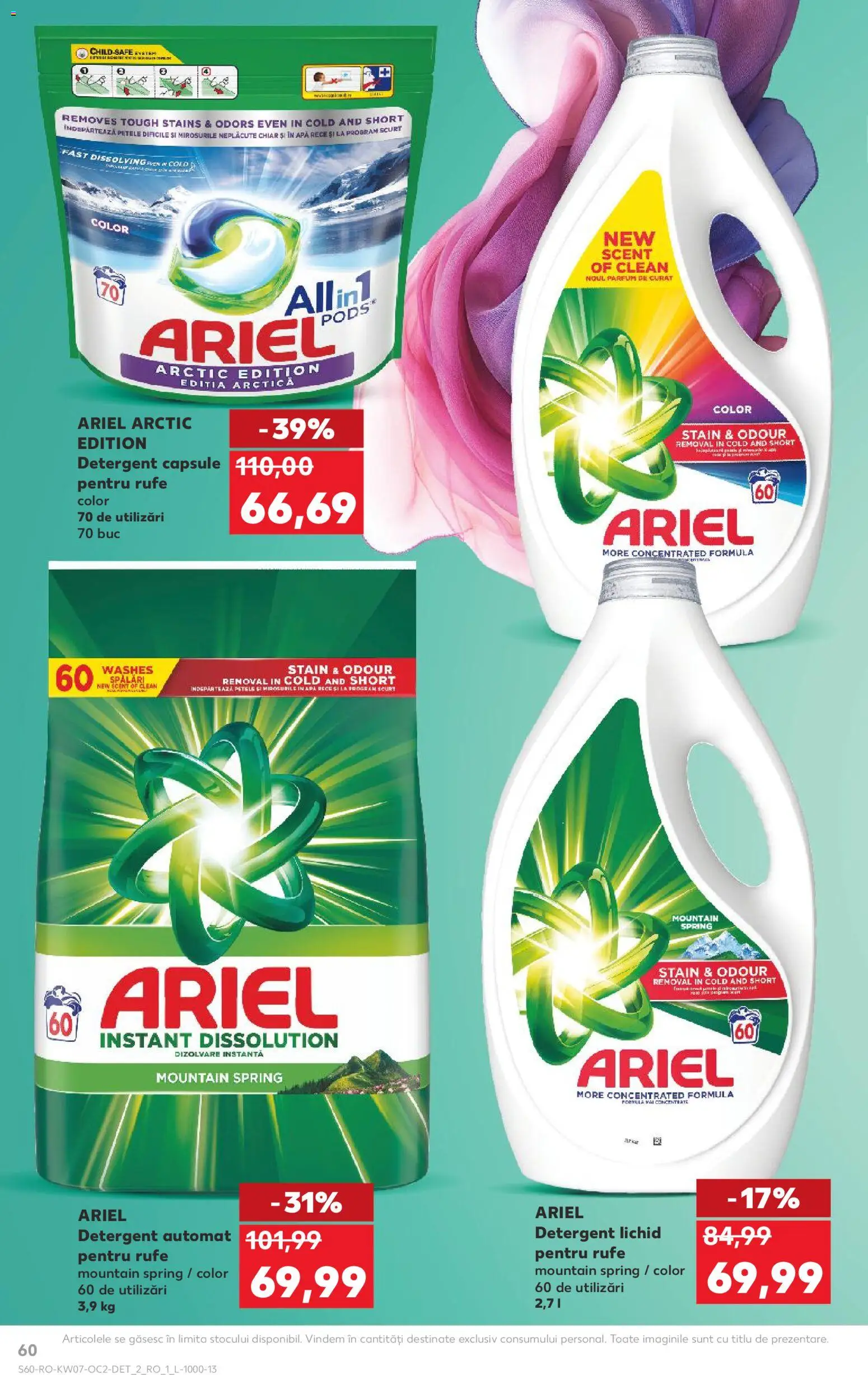 Kaufland RO akciós ujság - amely érvényes a következő dátumtól: 11.02.2026 | Oldal: 60 | Termékek: Ariel, Parfüm