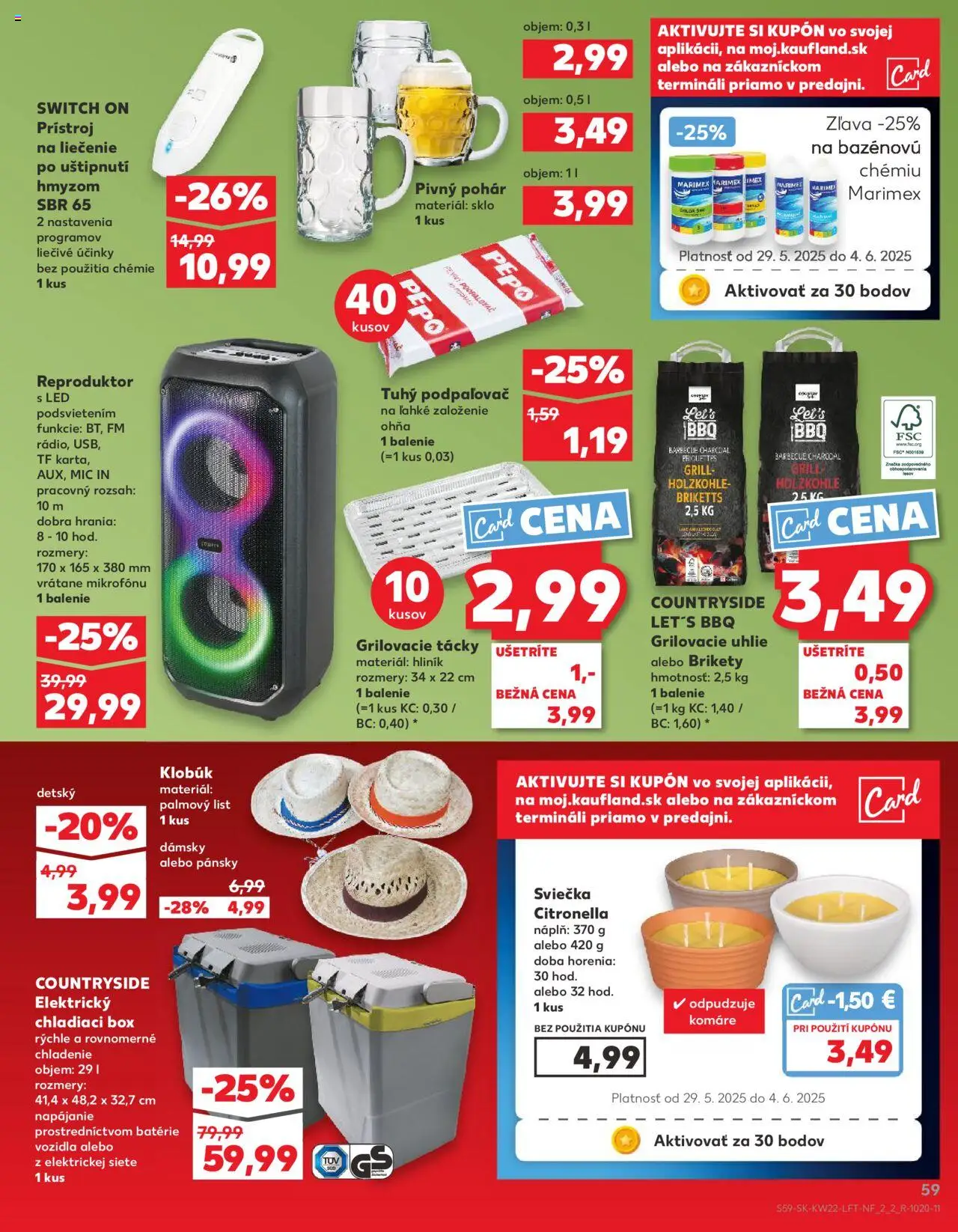 Nové Kaufland akcie – leták je platný od 29.05.2025 | Strana: 59 | Produkty: Chladiaci box, Led, Klobúk, Brikety