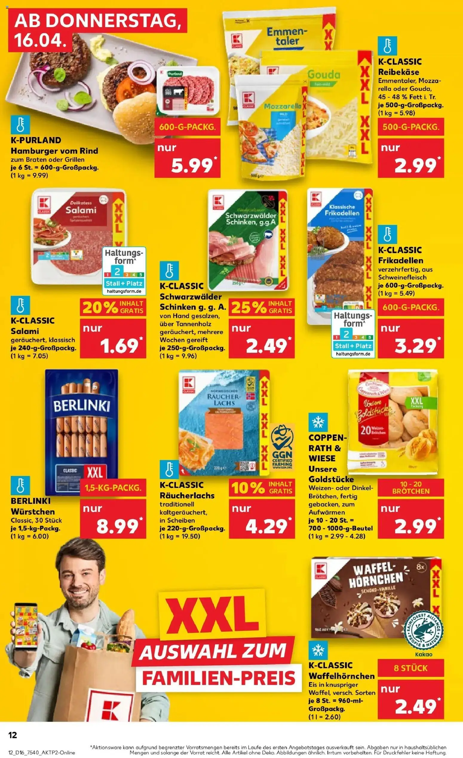 Kaufland Prospekt Dresden	 – gültig ab 16.04.2026 | Seite: 12 | Produkte: Gouda, Räucherlachs, Schweinefleisch, Eis