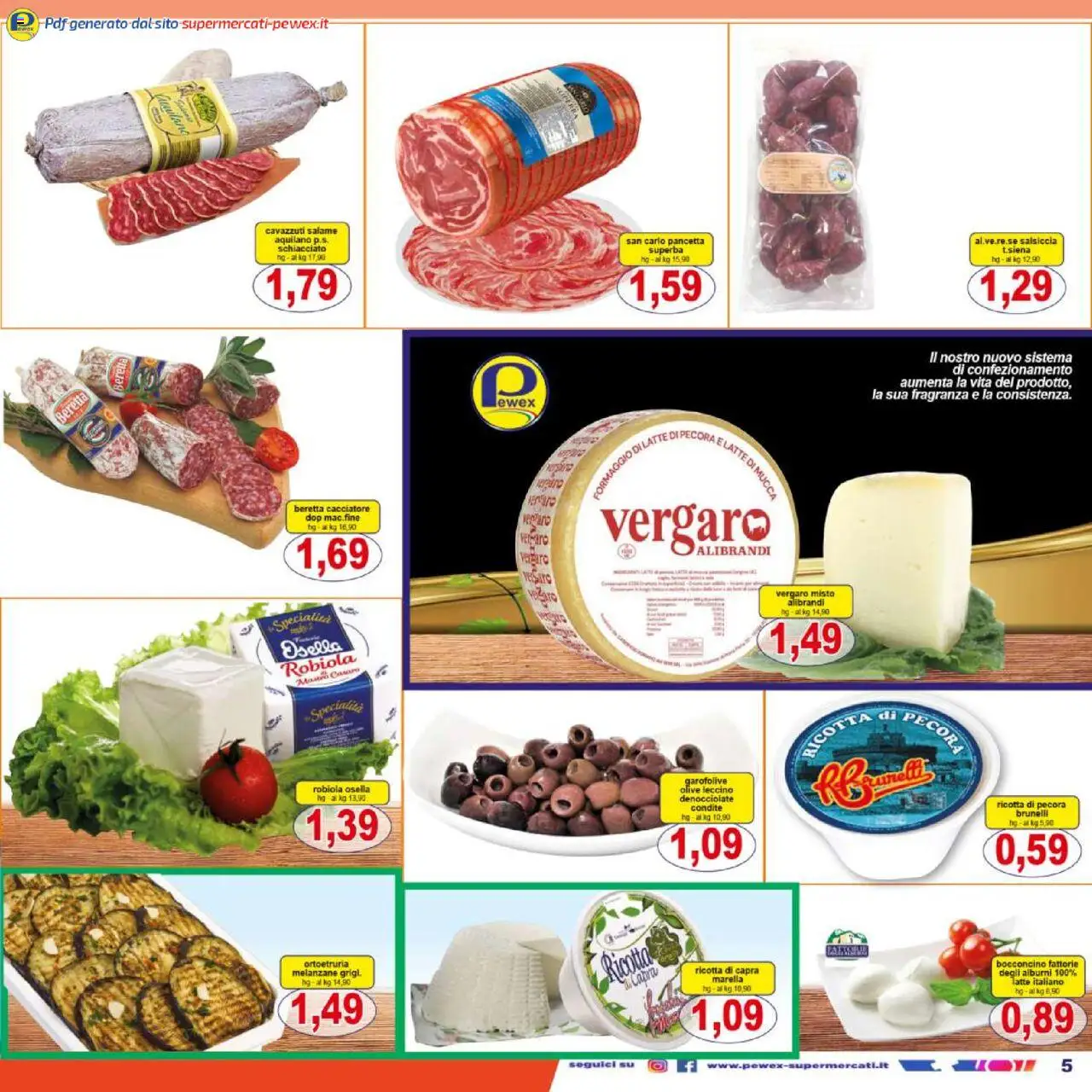 Volantino Pewex del 18.08.2025 | Pagina: 5 | Prodotti: Salame, Pancetta, Latte, Melanzane