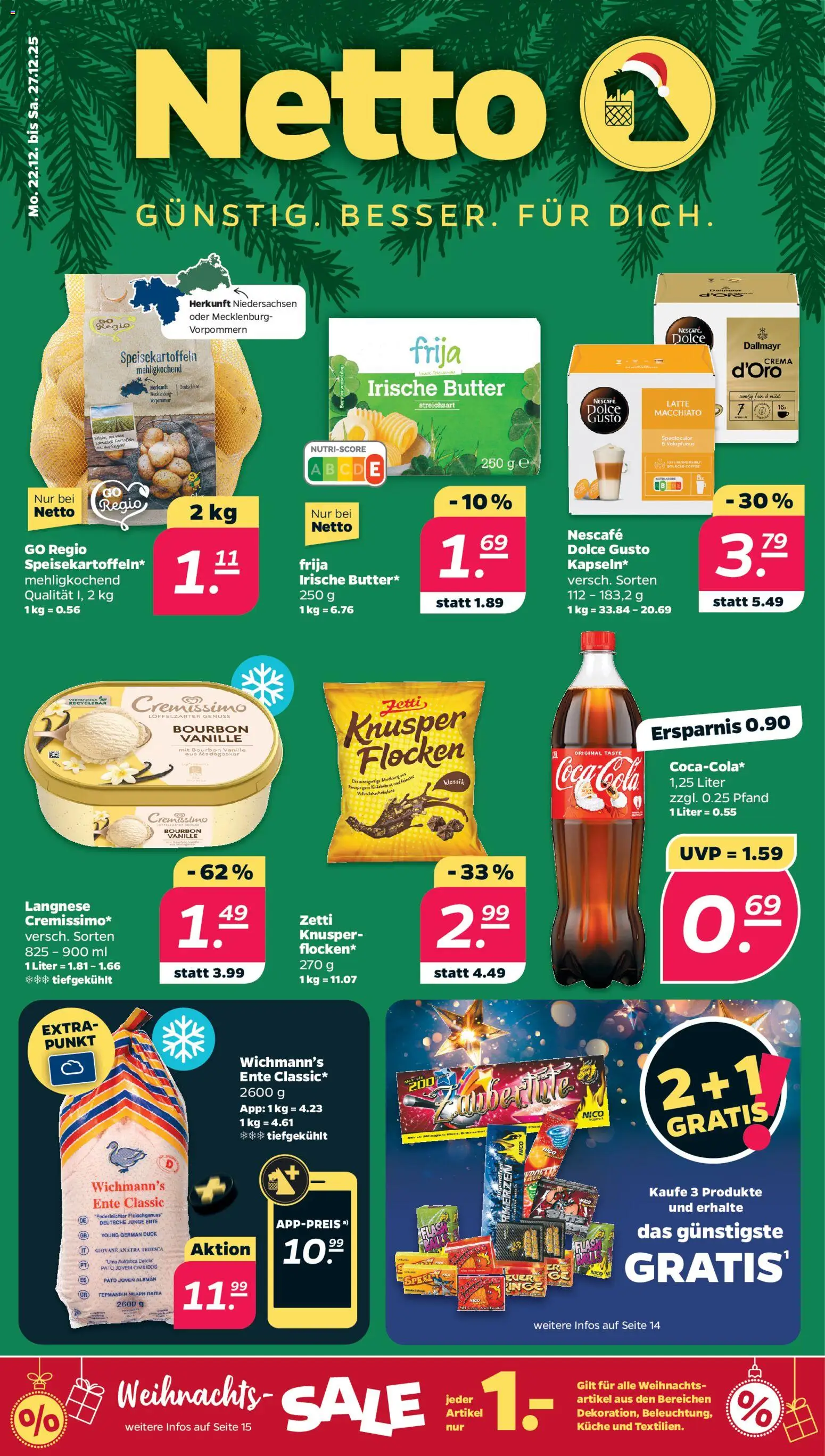 Netto Prospekt 	 – gültig ab 22.12.2025 | Seite: 1 | Produkte: Nescafe, Coca cola, Flocken, Ente