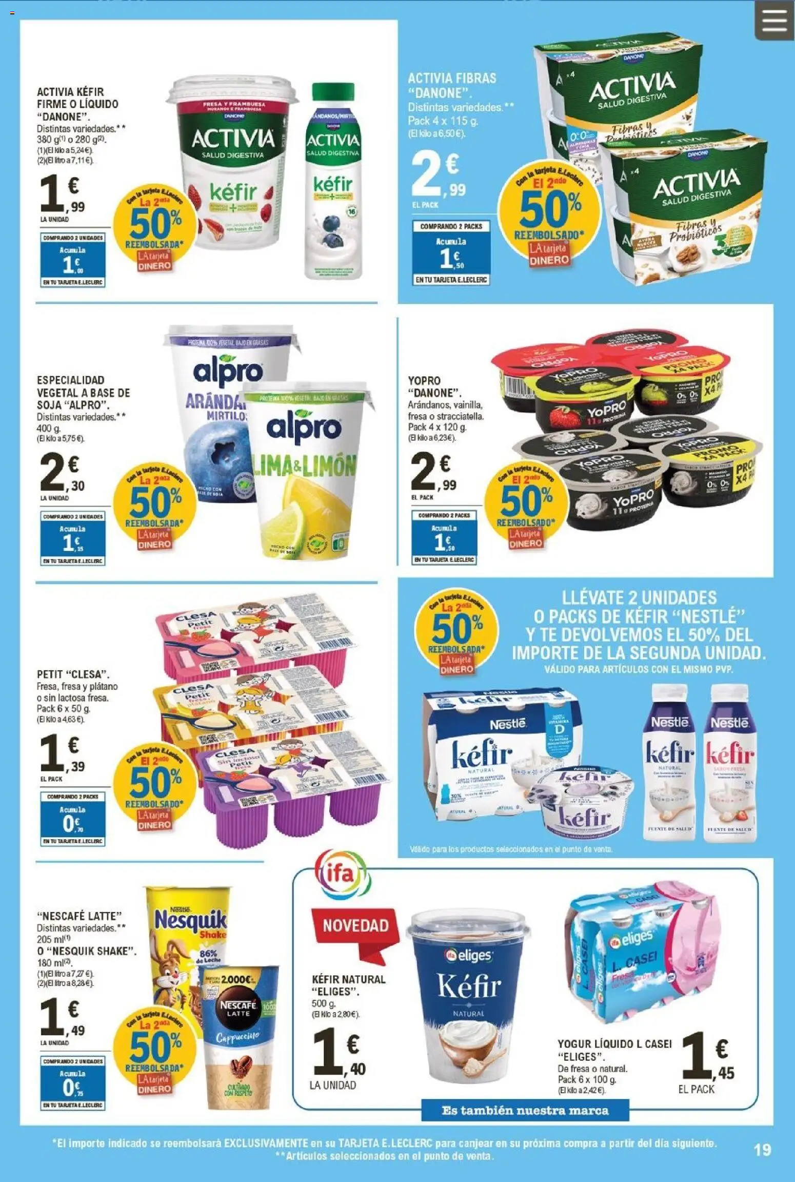 E.Leclerc folleto │ válido desde el 05.11.2025 | Página: 19 | Productos: Leche, Yogur, Té