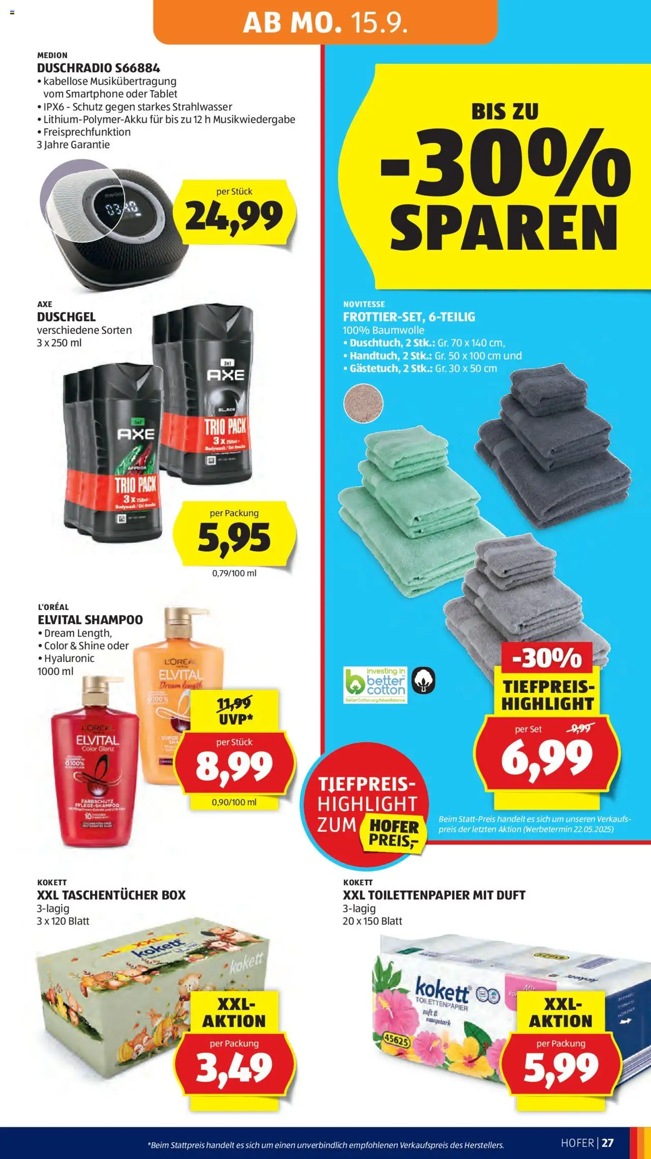 Hofer Flugblatt gültig ab 12.09.2025 | Seite: 31 | Produkte: Box, Duft, Shampoo, Duschgel