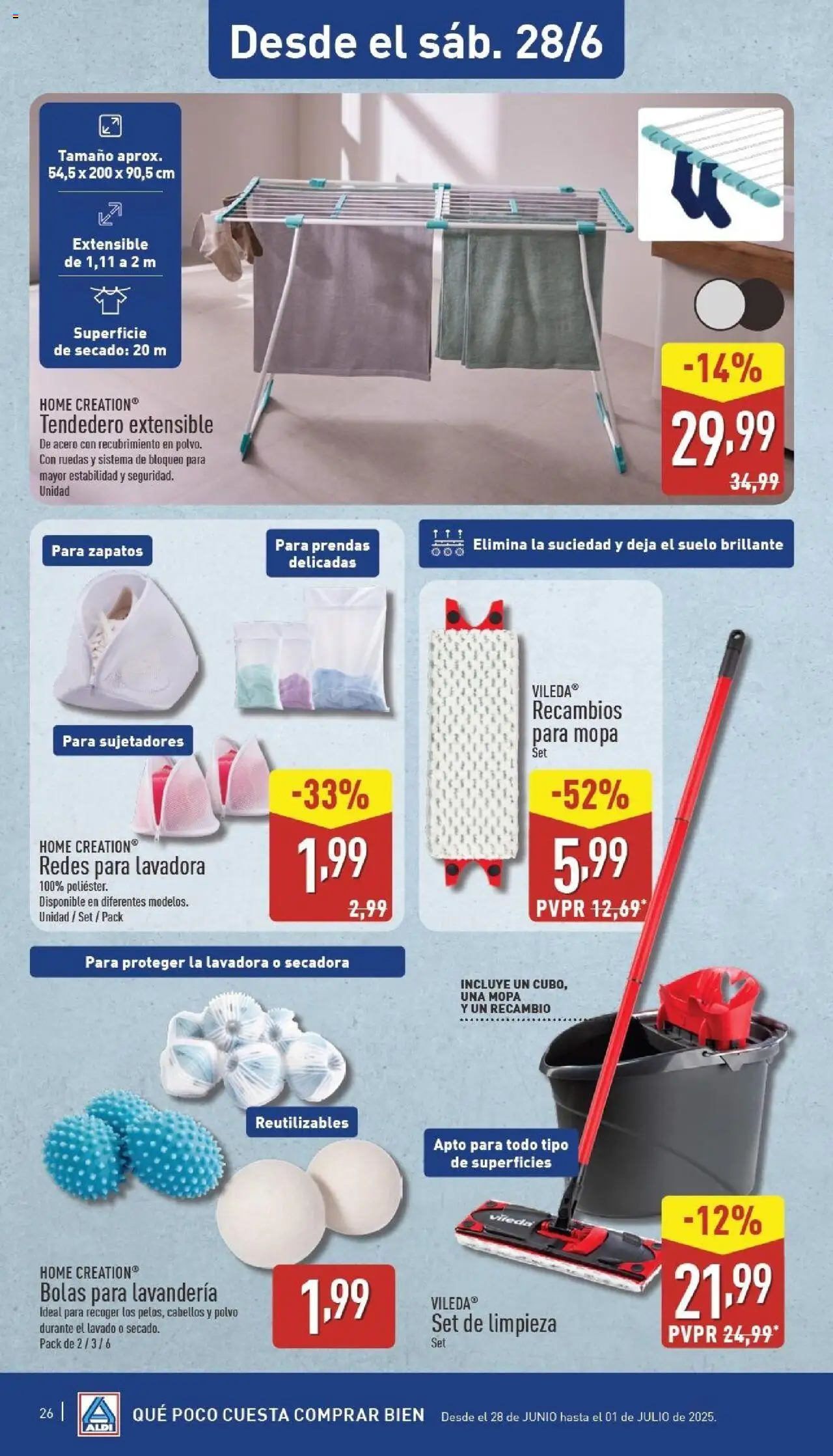 Aldi folleto Península │ válido desde el 23.06.2025 | Página: 26 | Productos: Polvo, Tendedero, Lavadora, Secadora