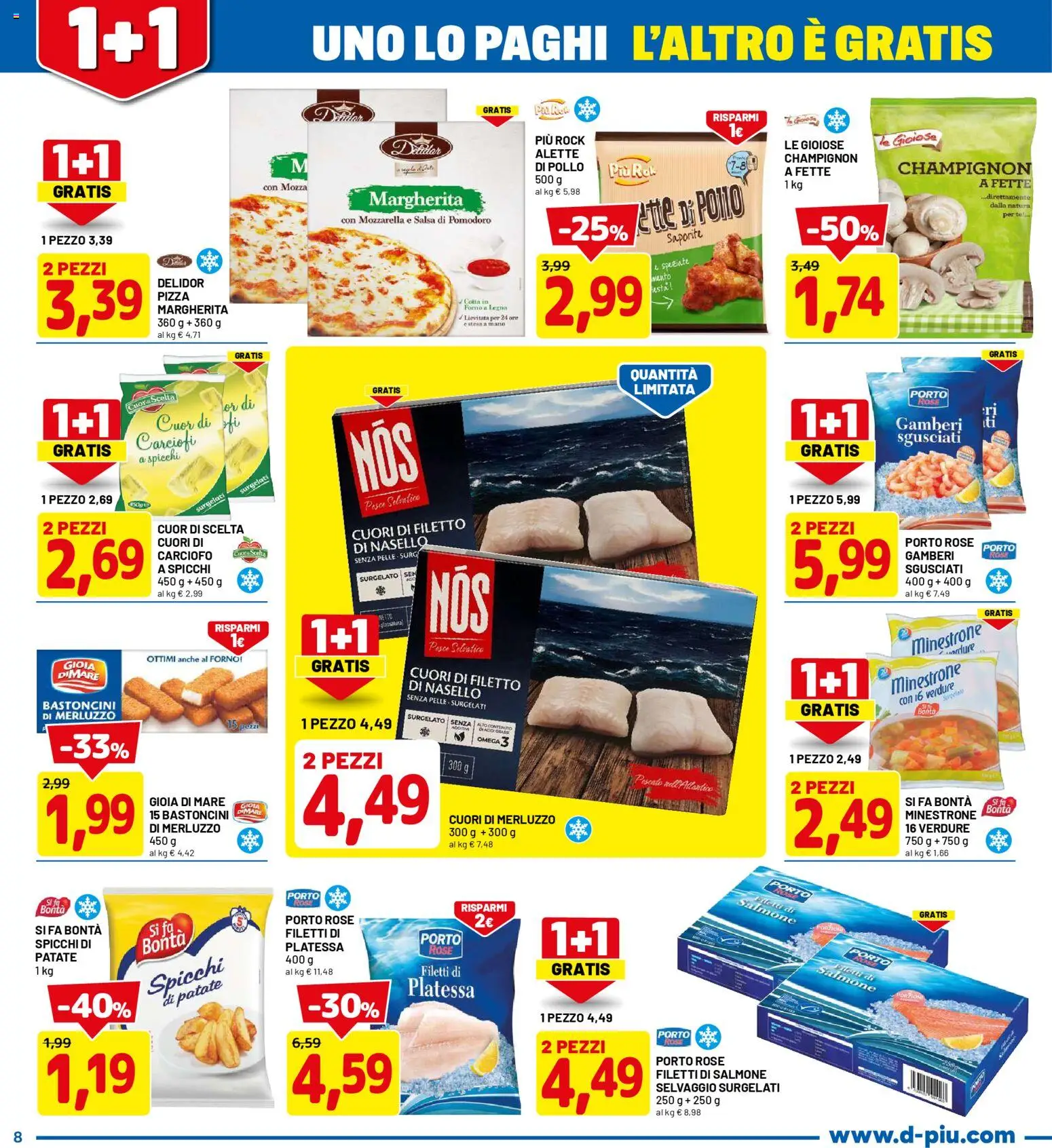 Volantino D Più del 26.01.2026 | Pagina: 8 | Prodotti: Pollo, Gamberi, Patate, Pomodoro