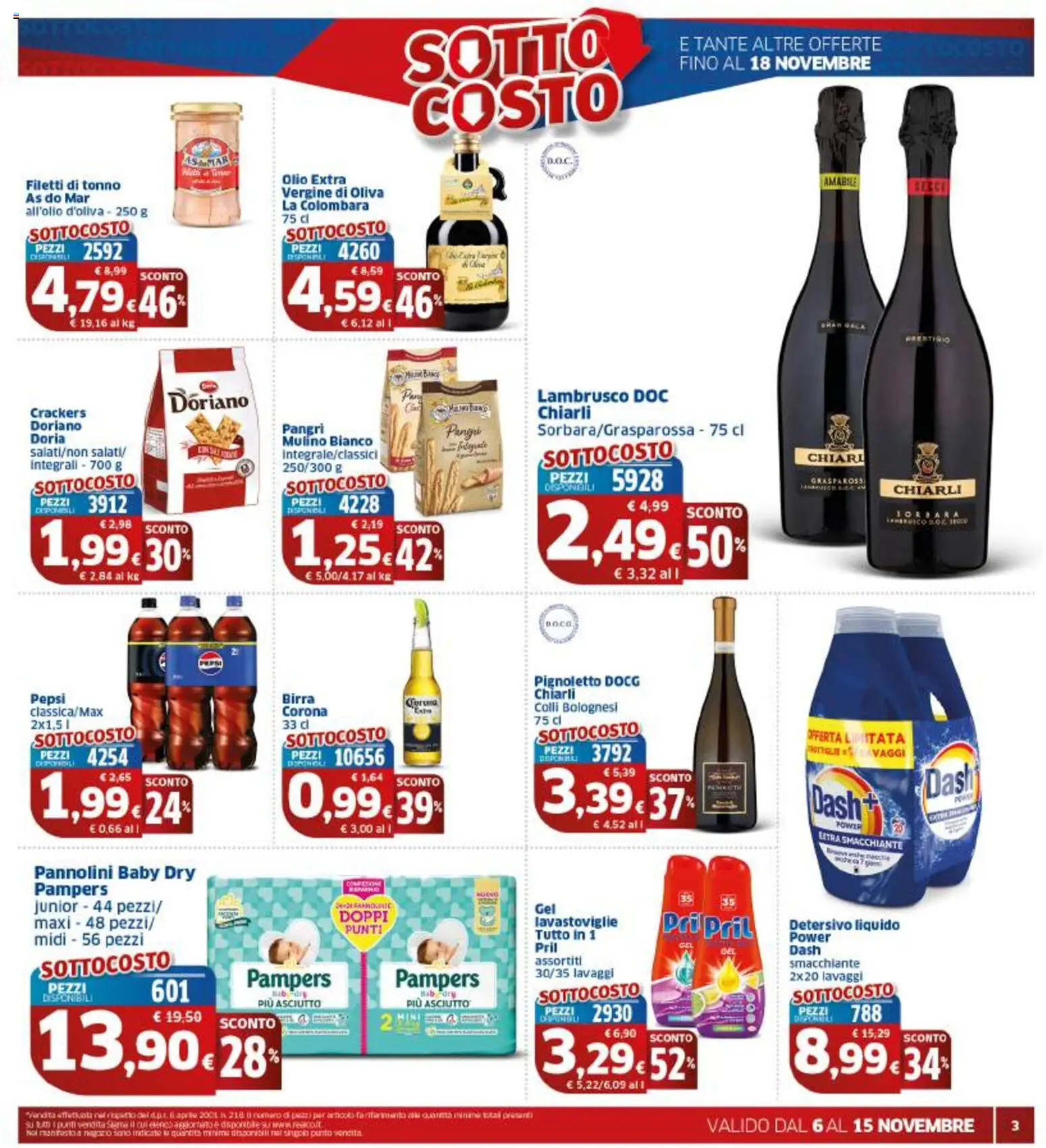 Volantino SIGMA del 06.11.2025 | Pagina: 3 | Prodotti: Pannolini, Crackers, Lavastoviglie, Pampers