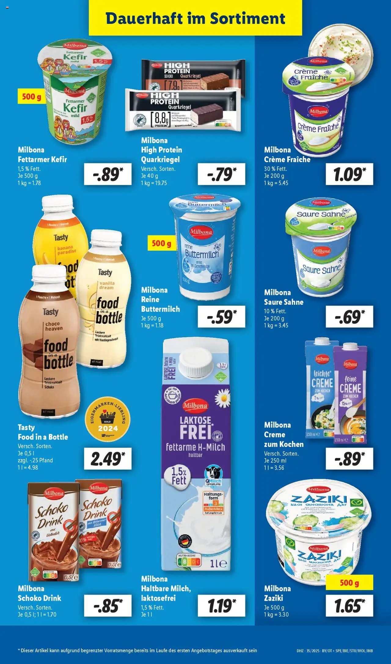 Lidl Prospekt Uffenheim - gültig ab dem 25.08.2025 | Seite: 25 | Produkte: Kefir, Buttermilch, Creme, Sahne