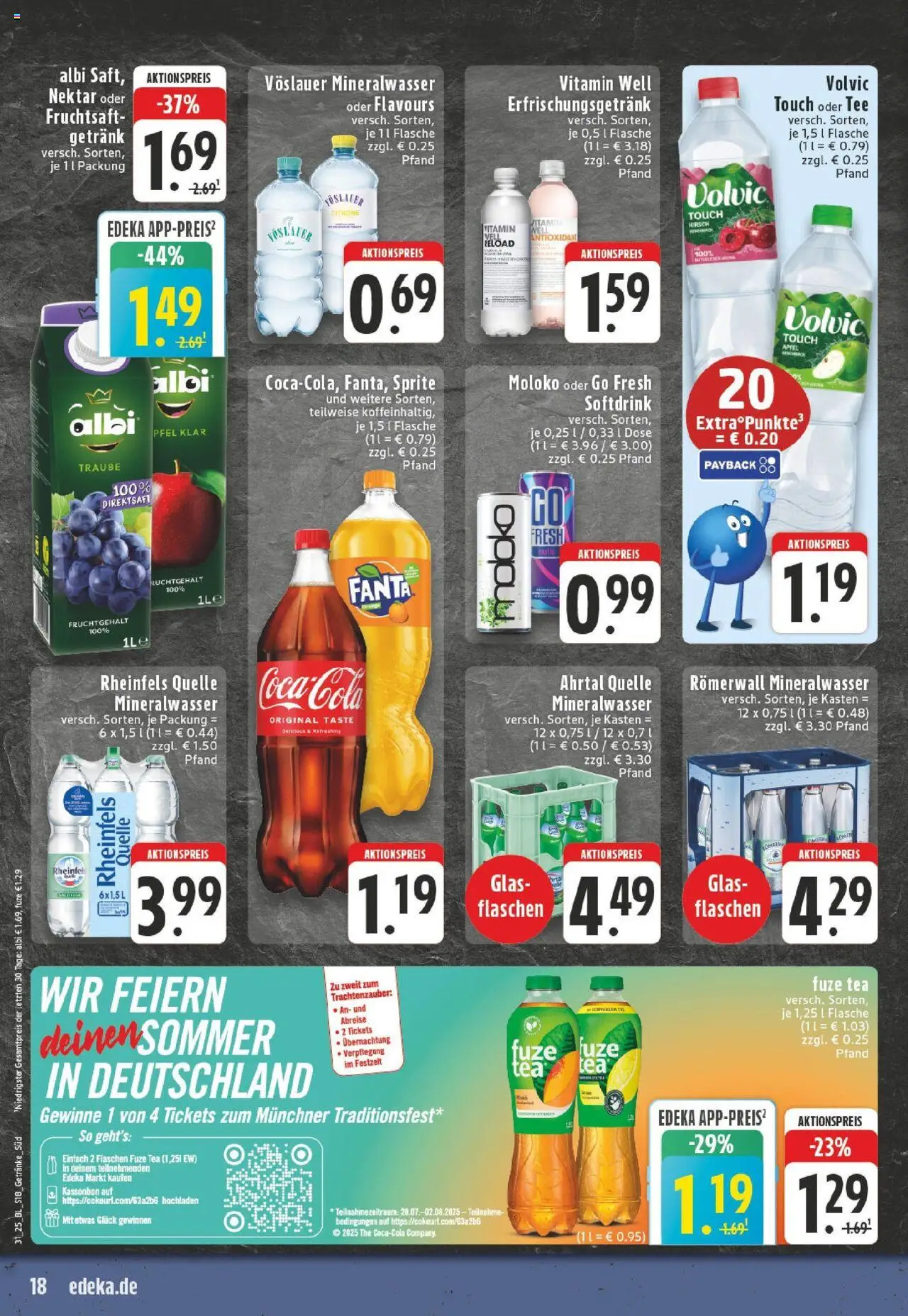 Edeka prospekt Frechen	 - gültig ab dem 27.07.2025 | Seite: 18 | Produkte: Fuze tea, Fanta, Volvic touch, Mineralwasser