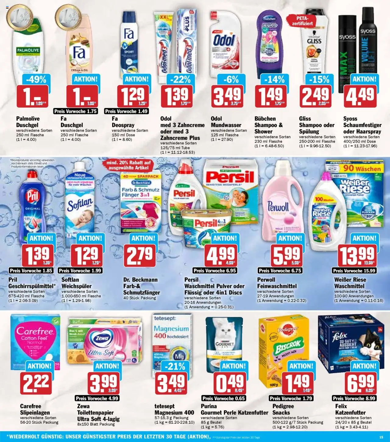 HIT - Baden-Württemberg - gültig ab dem 11.08.2025 | Seite: 15 | Produkte: Shampoo, Haarspray, Persil, Toilettenpapier