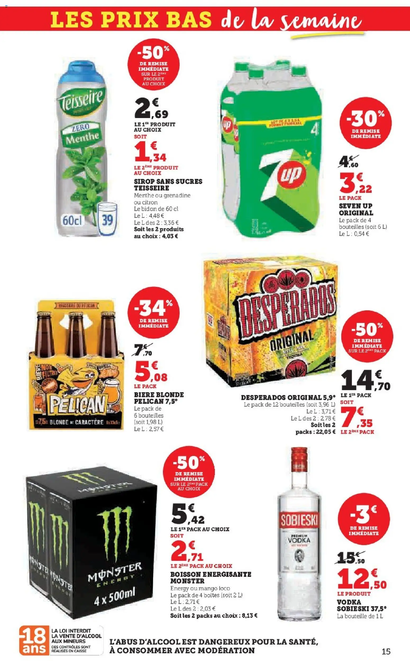 {H1} | Page: 15 | Produits: Vodka, Desperados, Bière blonde, Boisson énergisante