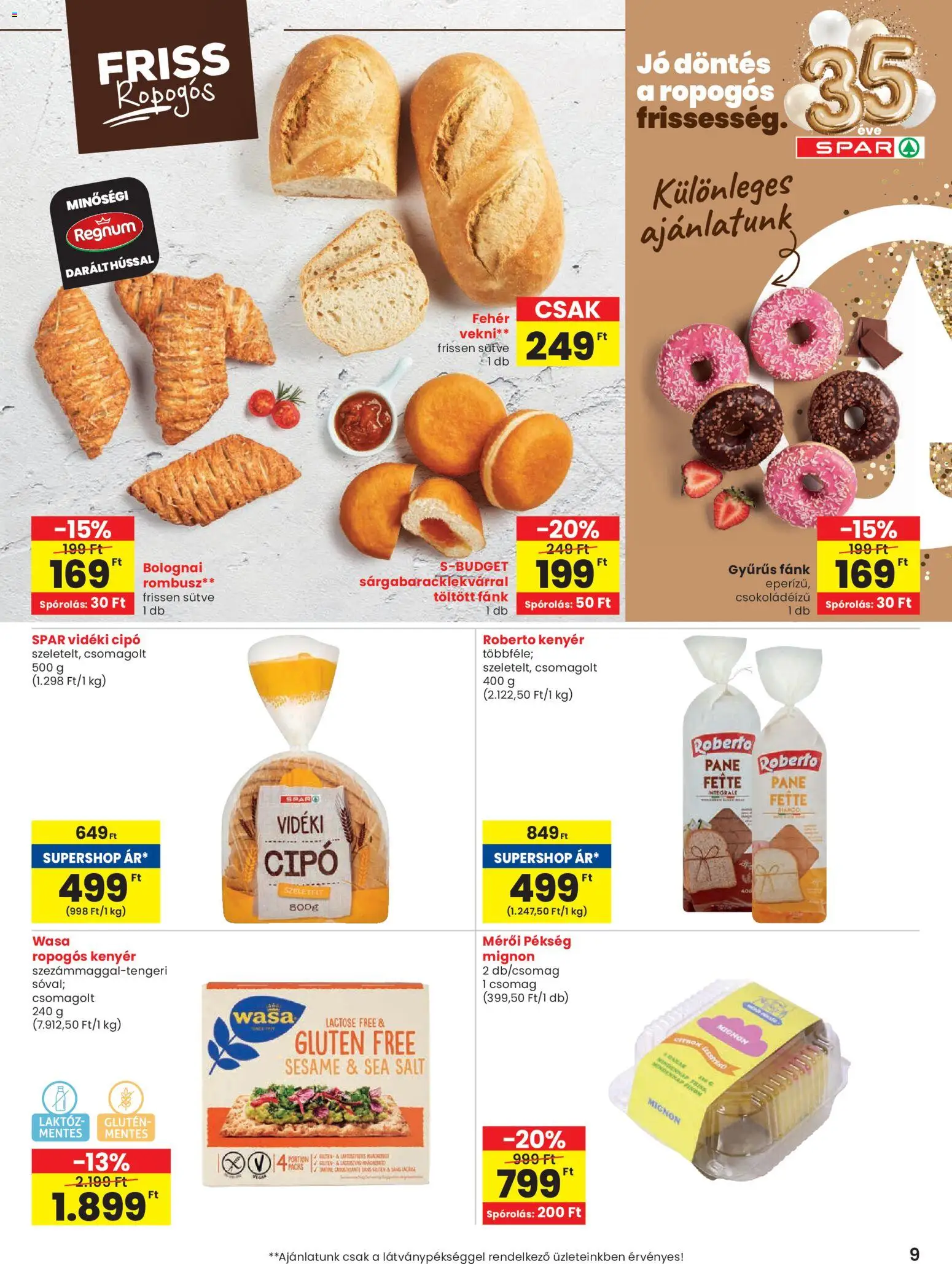 Spar akciós ujság - amely érvényes a következő dátumtól: 29.01.2026 | Oldal: 9 | Termékek: Fánk, Kenyér
