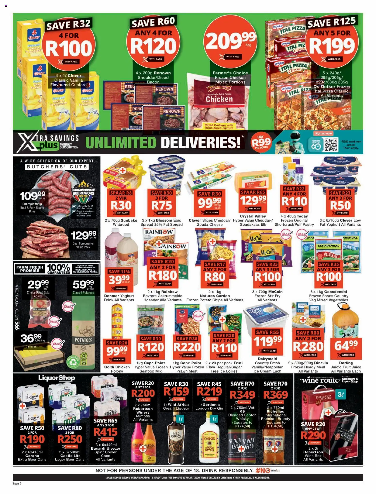 New Checkers catalogue – valid from 16.03.2026 | Page: 2 | Products: Tray, Juice, Cream, Ice cream