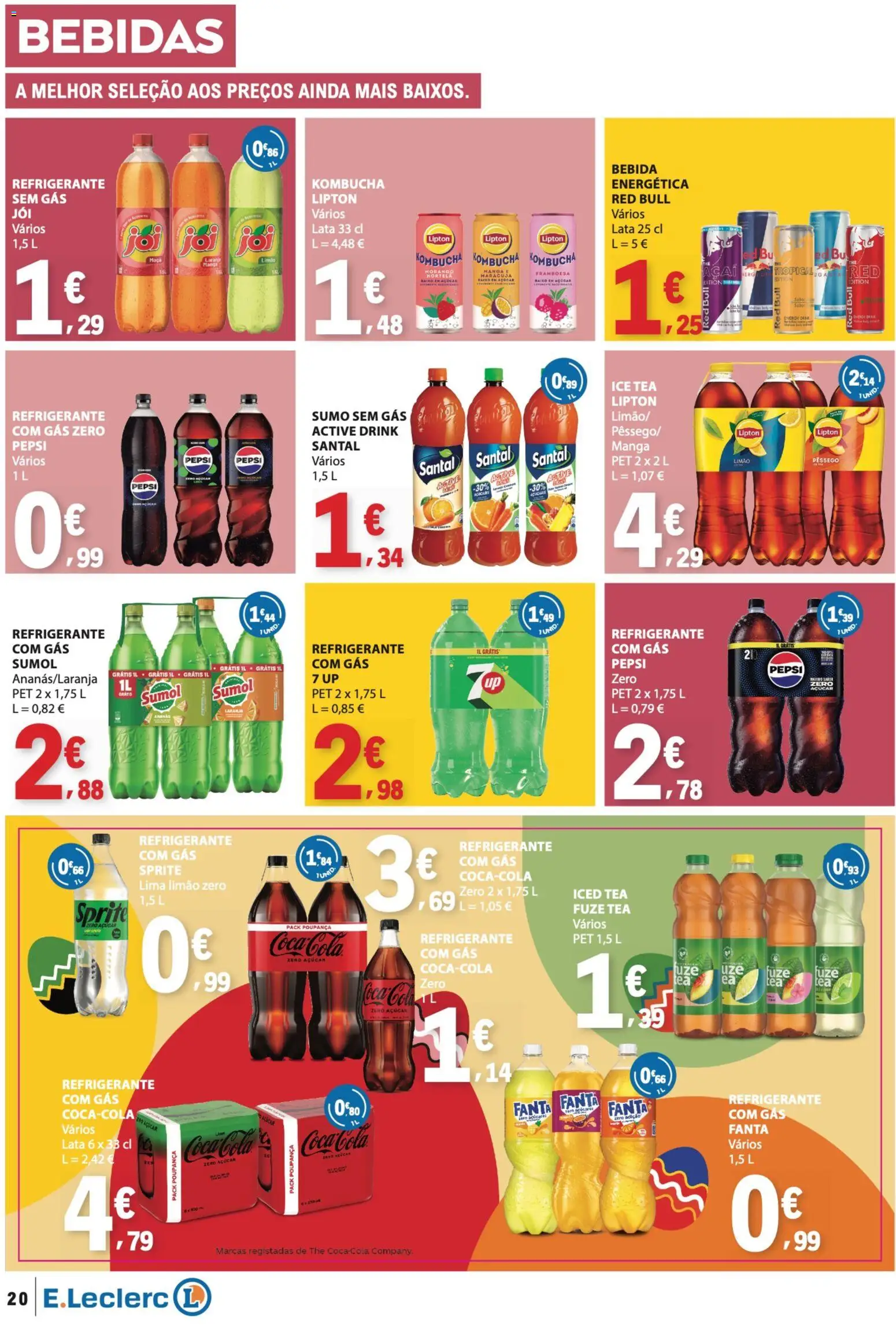 E.Leclerc folheto │ válido de 26.03.2026 | Página: 20 | Produtos: Refrigerante, Açai, Hortelã, Bebida