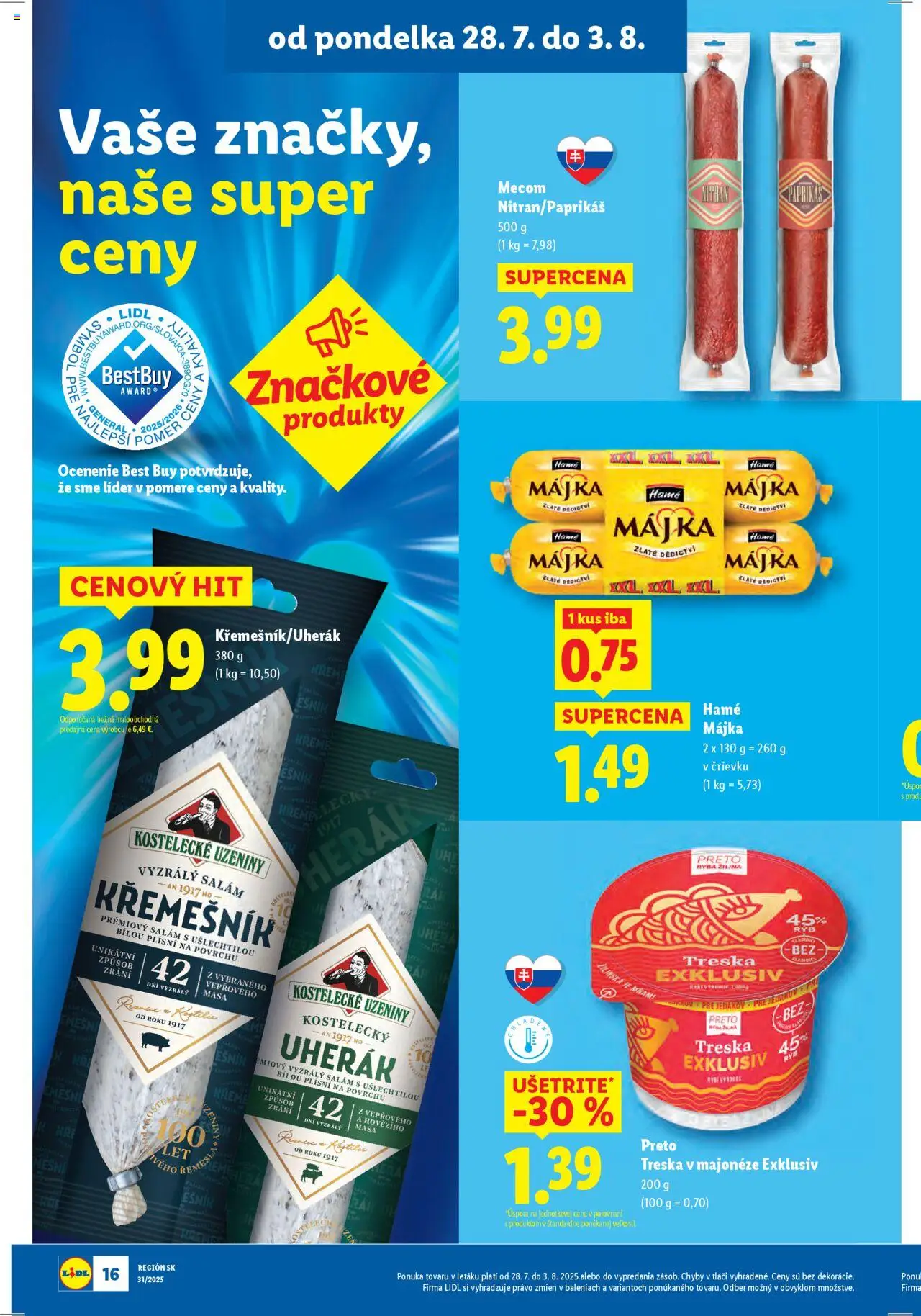 Lidl leták │ platný od 28.07.2025 | Strana: 16 | Produkty: Ryba, Krém, Treska