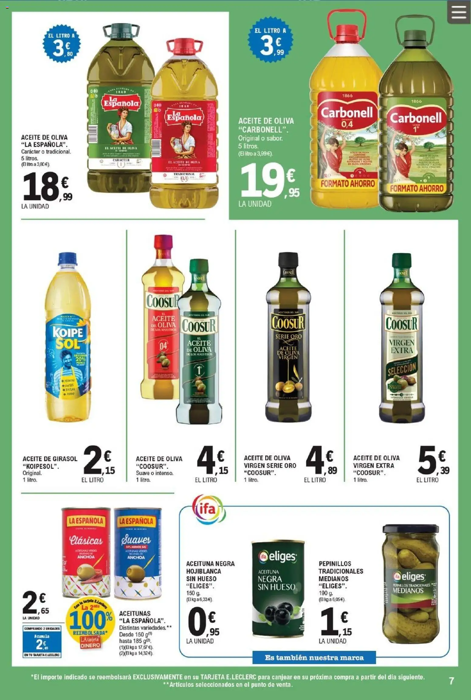 E.Leclerc folleto │ válido desde el 25.03.2026 | Página: 7 | Productos: Aceite, Aceite de oliva, Aceite de girasol, Anchoa