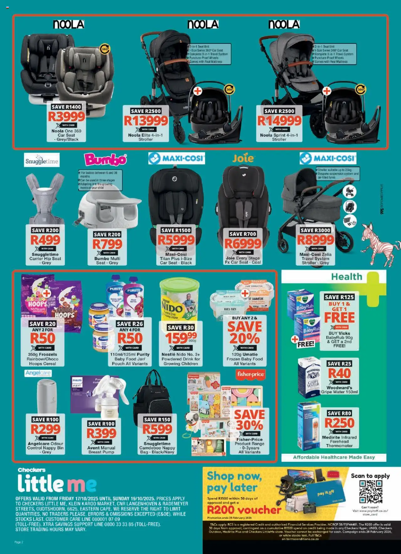 New Checkers catalogue – valid from 17.10.2025 | Page: 2 | Products: Thermometer, Mattress, Baby food, Water