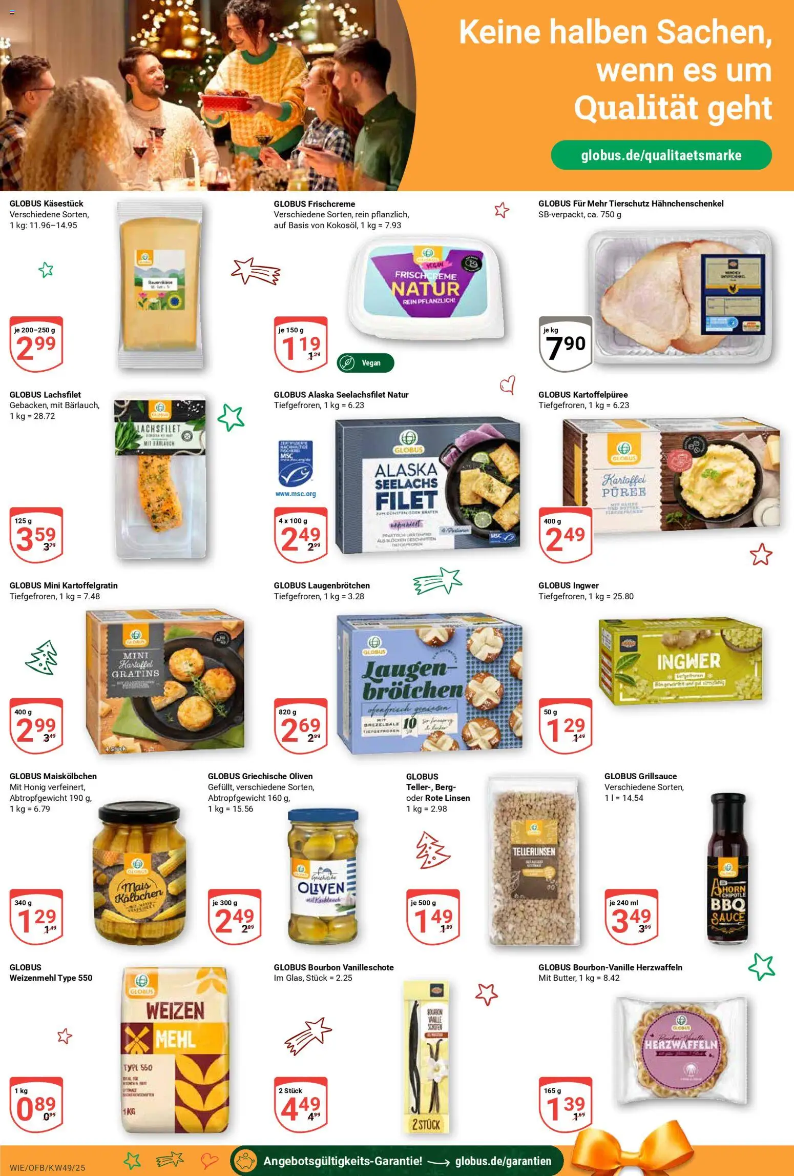 Globus prospekt Waghäusel-Wiesental	 – gültig ab 01.12.2025 | Seite: 15 | Produkte: Mehl, Hahnchenschenkel, Weizenmehl, Bourbon