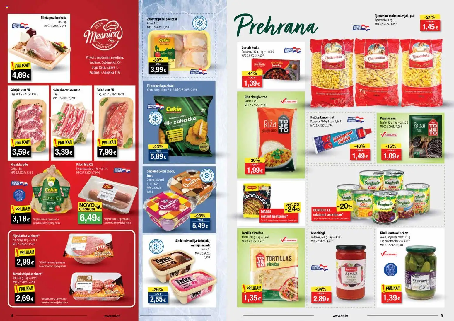 NTL katalog | vrijedi od 22.04.2026 | Stranica: 3 | Proizvodi: Carsko meso, Pileći file, Ajvar, Tjestenina