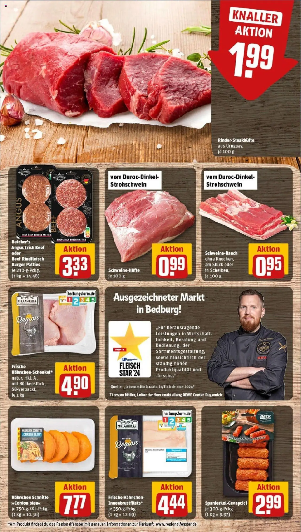 Rewe prospekt Swisttal / Heimerzheim	 - gültig ab dem 08.06.2025 | Seite: 8 | Produkte: Hahnchen, Cevapcici, Rindfleisch, Steak