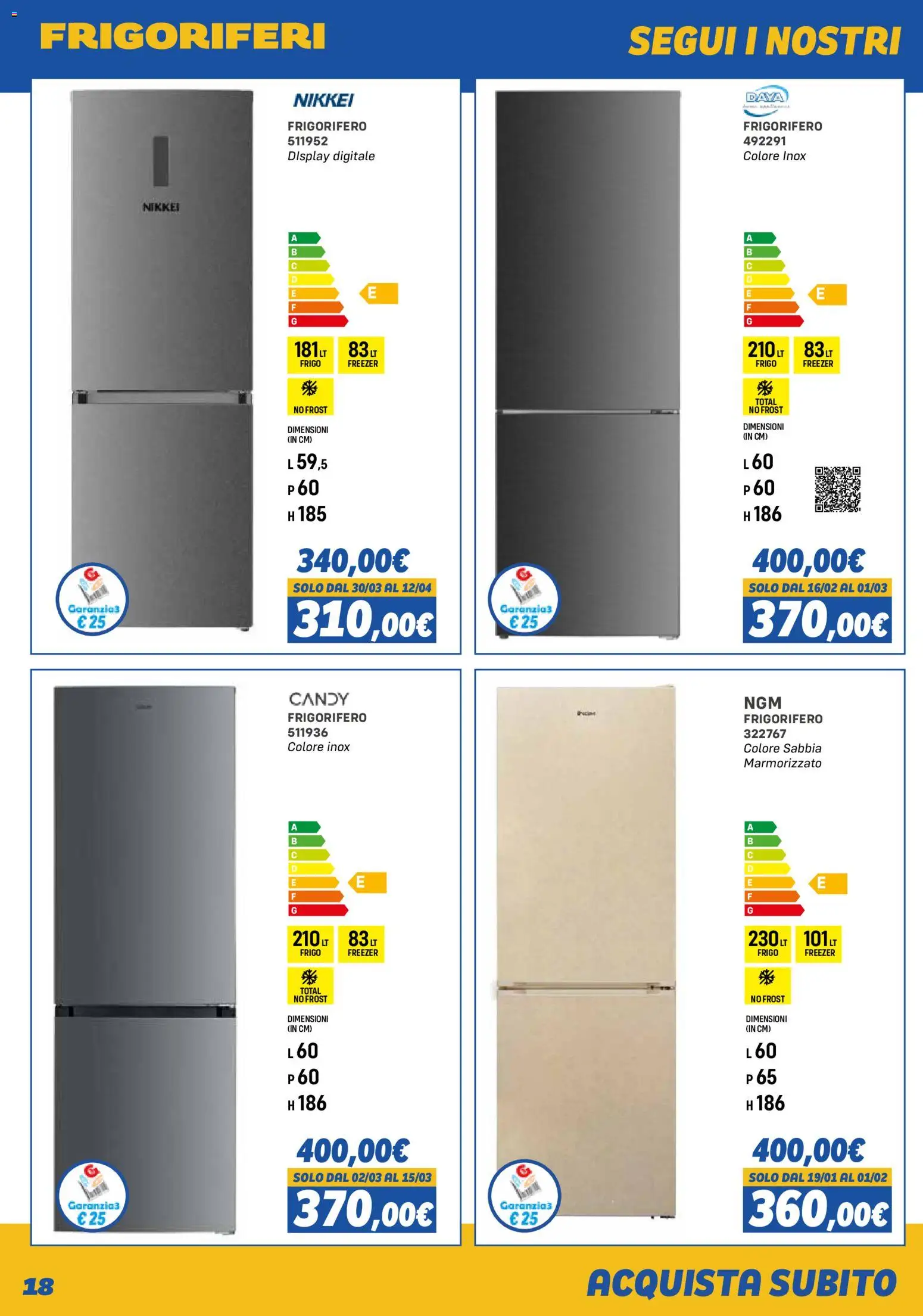 Volantino Orizzonte del 01.11.2025 | Pagina: 18 | Prodotti: Freezer, Frigorifero
