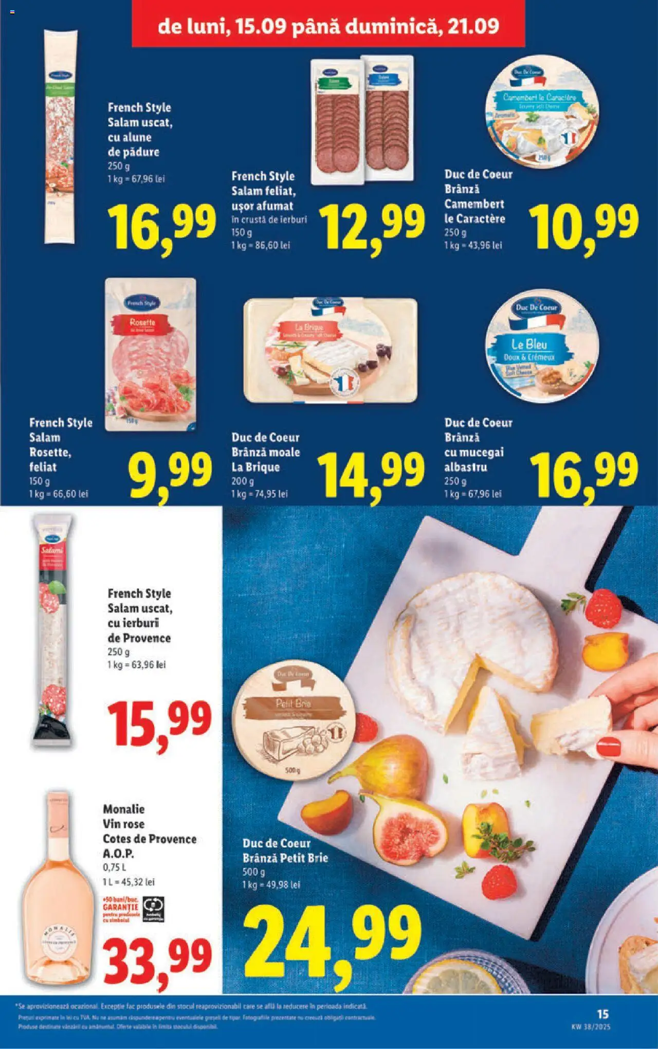 Noul catalog Lidl – valabil de la 15.09.2025 | Pagină: 15 | Produse: Delgeç, Brânză, Brânză cu mucegai, Salam