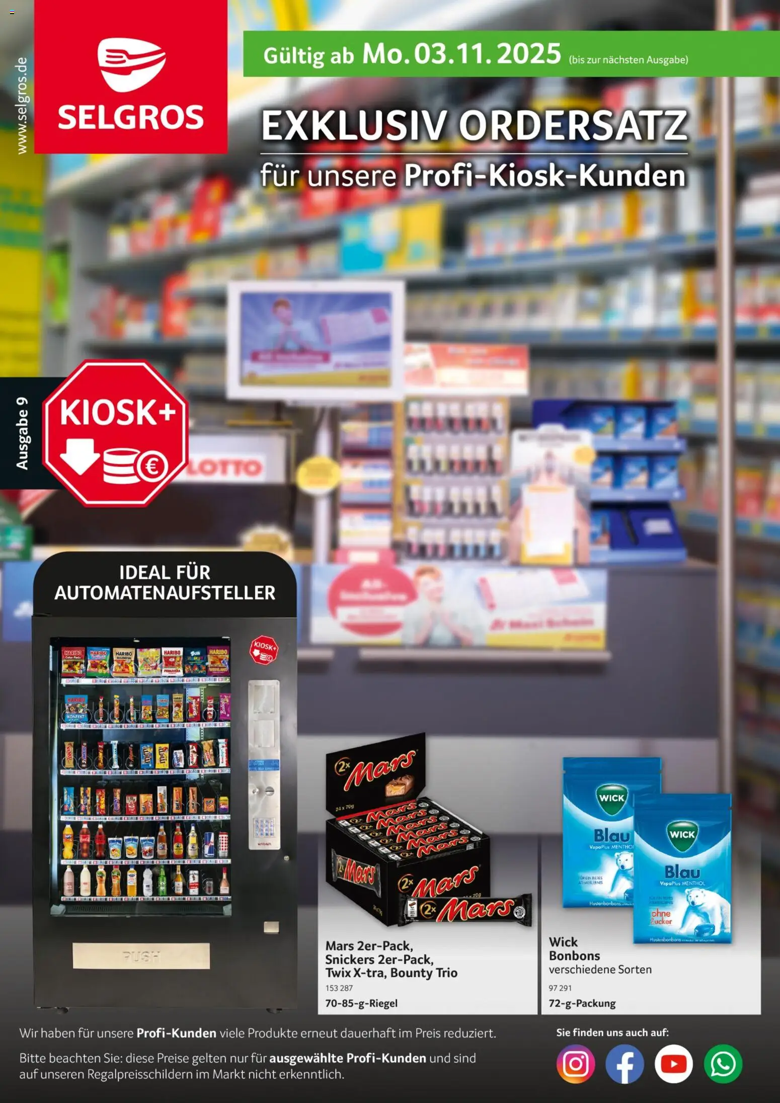 Selgros Odersatz – gültig ab 03.11.2025 | Seite: 1 | Produkte: Haribo, Snickers, Mars, Twix