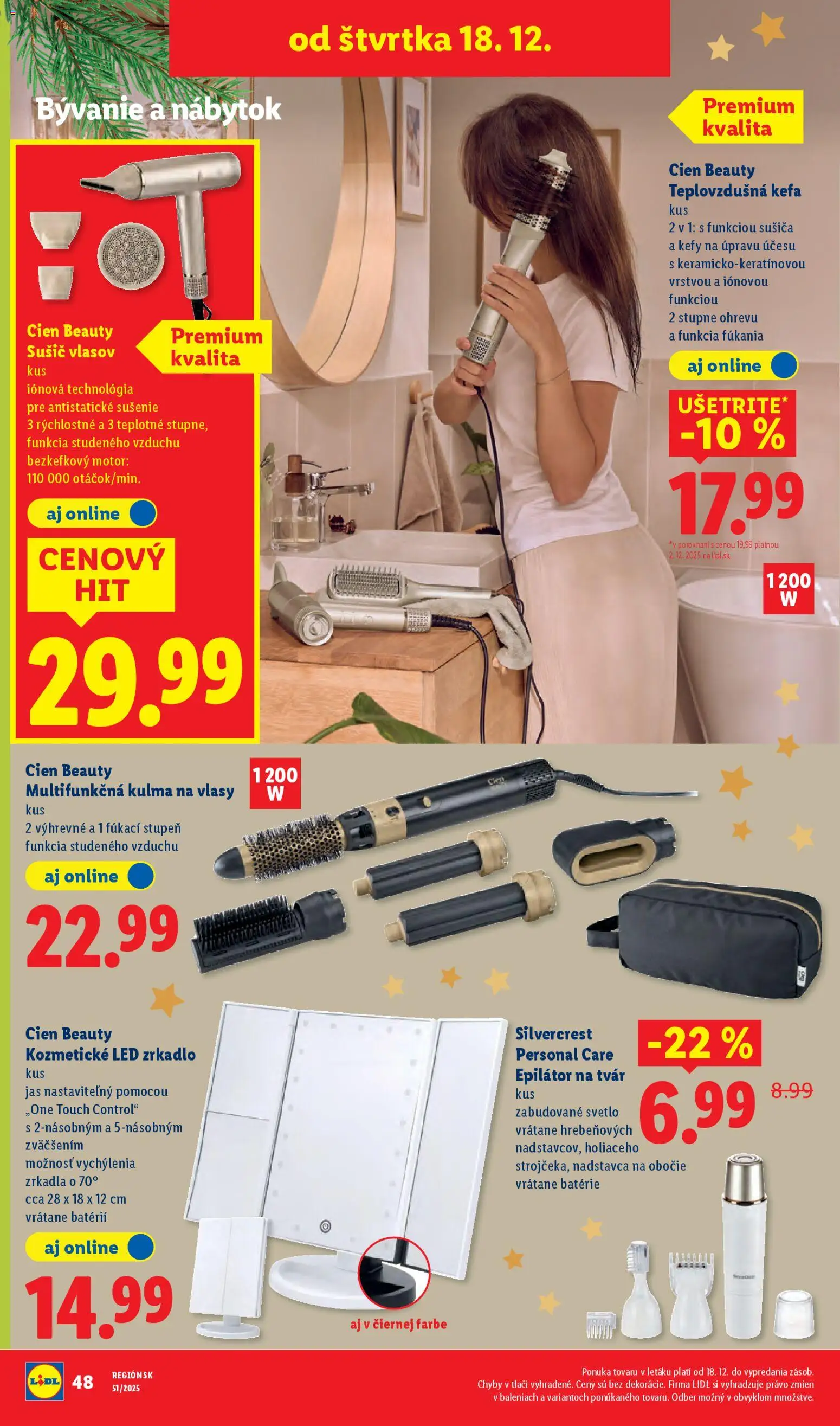 Nové Lidl akcie – leták je platný od 15.12.2025 | Strana: 92 | Produkty: Nábytok, Zrkadlo, Svetlo, Kulma na vlasy