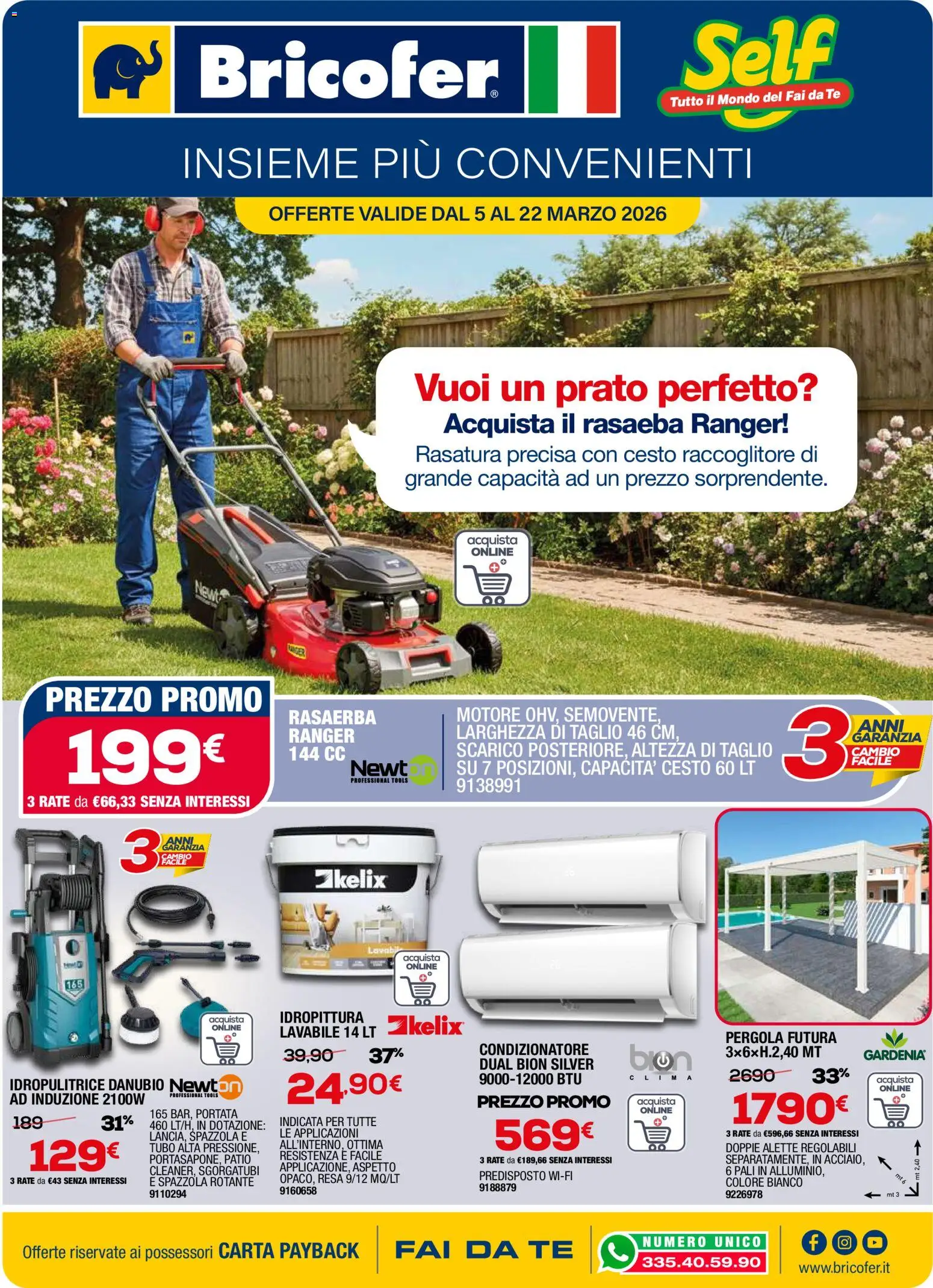 Volantino Bricofer del 05.03.2026 | Pagina: 1 | Prodotti: Spazzola, Pergola, Rasaerba, Condizionatore