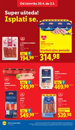 PIKOK Stišnjena šunka XXL, 500 g; 1 kg = 629.96 - pregled Lidl kataloga - važi od 30.04.2026 | Strana: 24