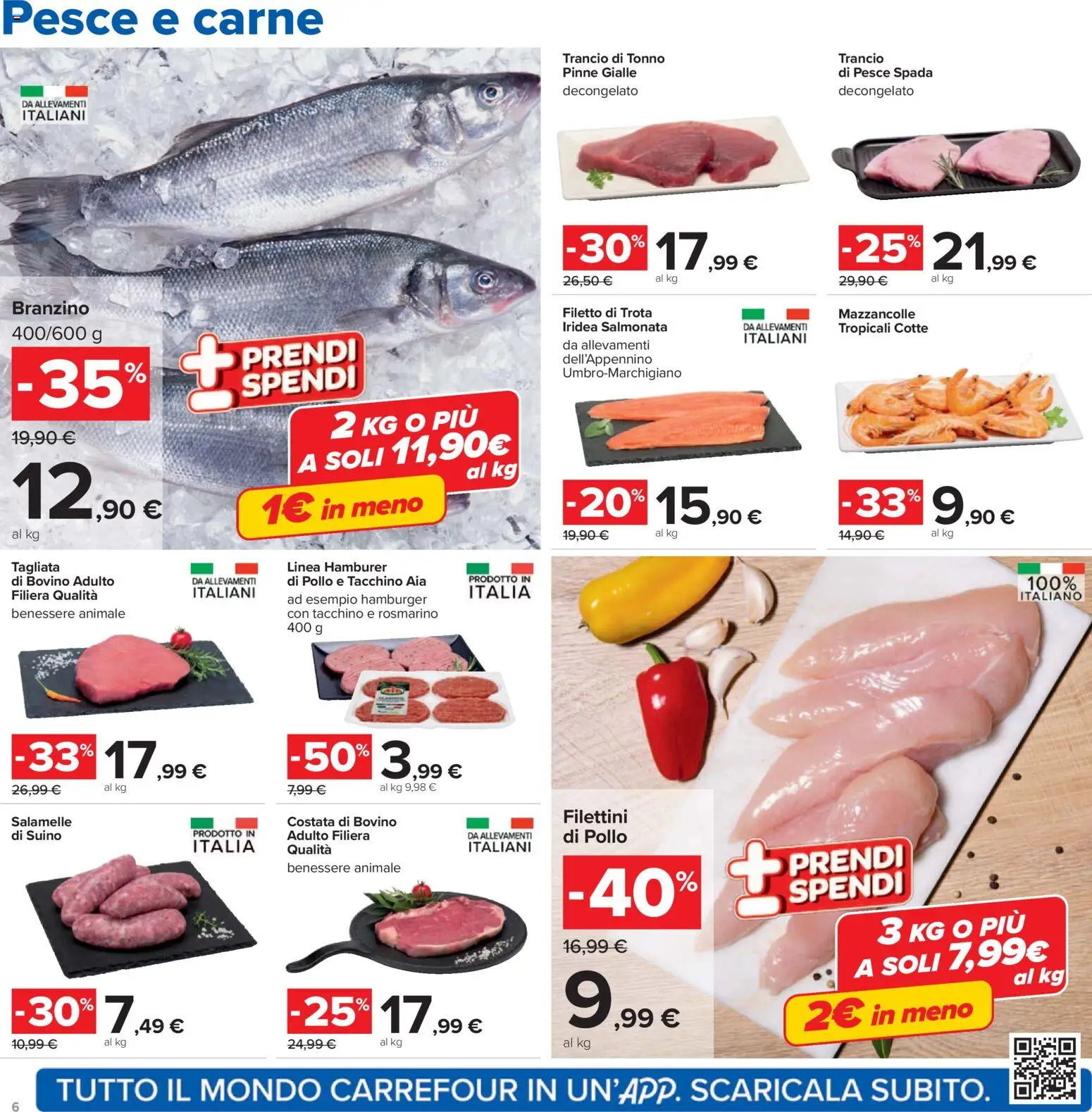 Volantino Carrefour del 13.03.2026 | Pagina: 6 | Prodotti: Bovino, Branzino, Suino, Tacchino