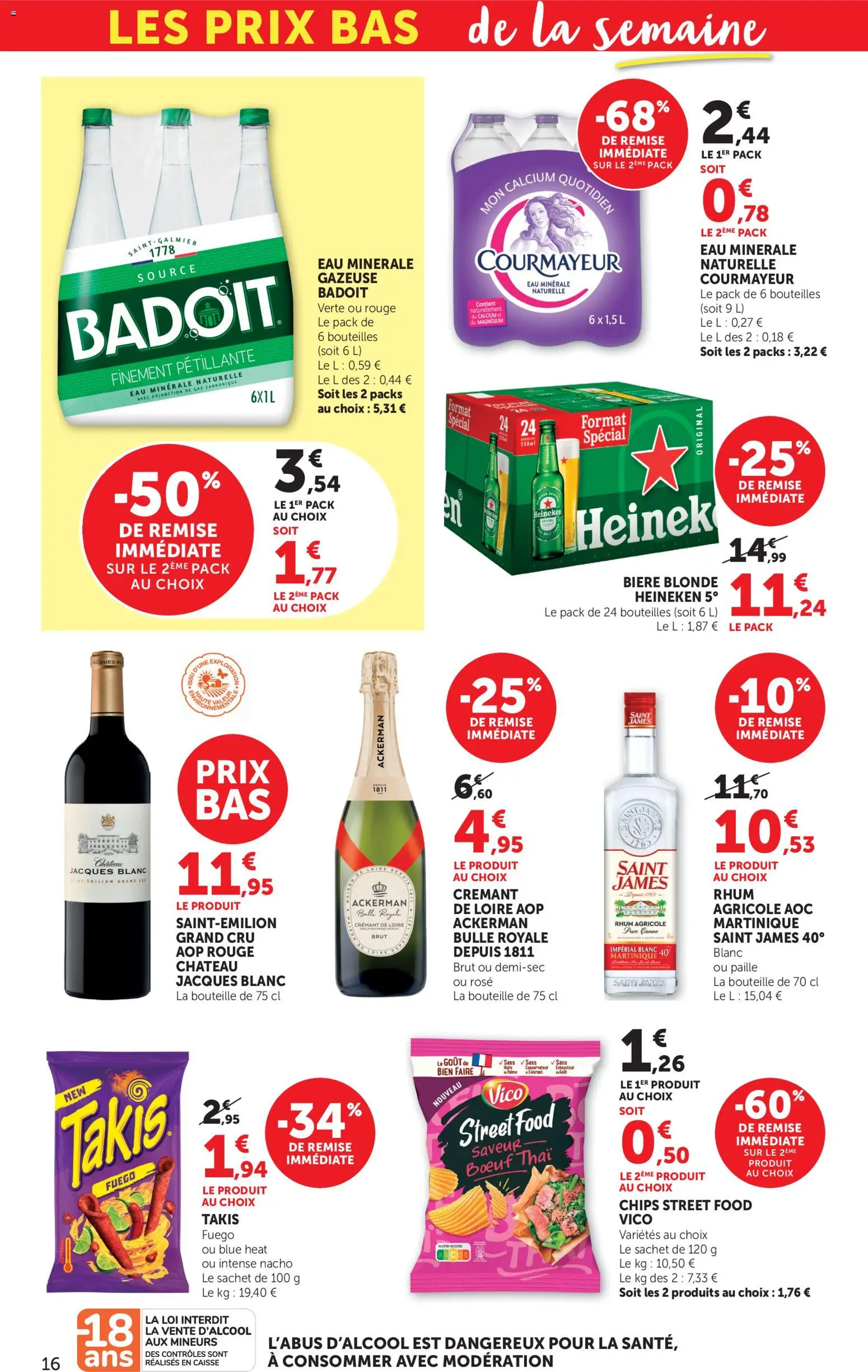 {H1} | Page: 16 | Produits: Eau minérale, Badoit, Bière blonde, Eau minérale naturelle