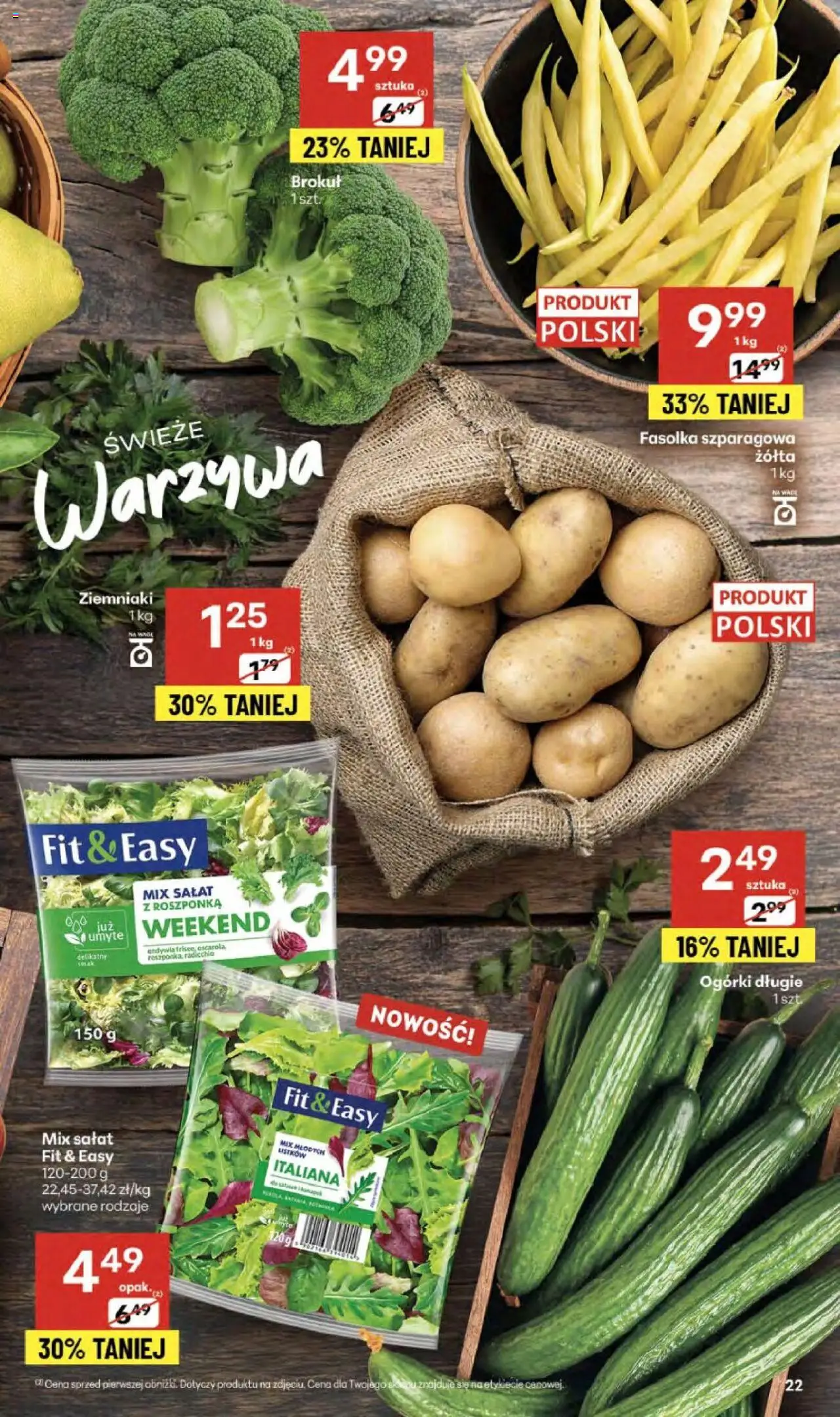 Delikatesy Centrum Gazetka od 02.10.2025 | Strona: 22 | Produkty: Brokuł, Mix sałat, Fasolka szparagowa, Ogórki