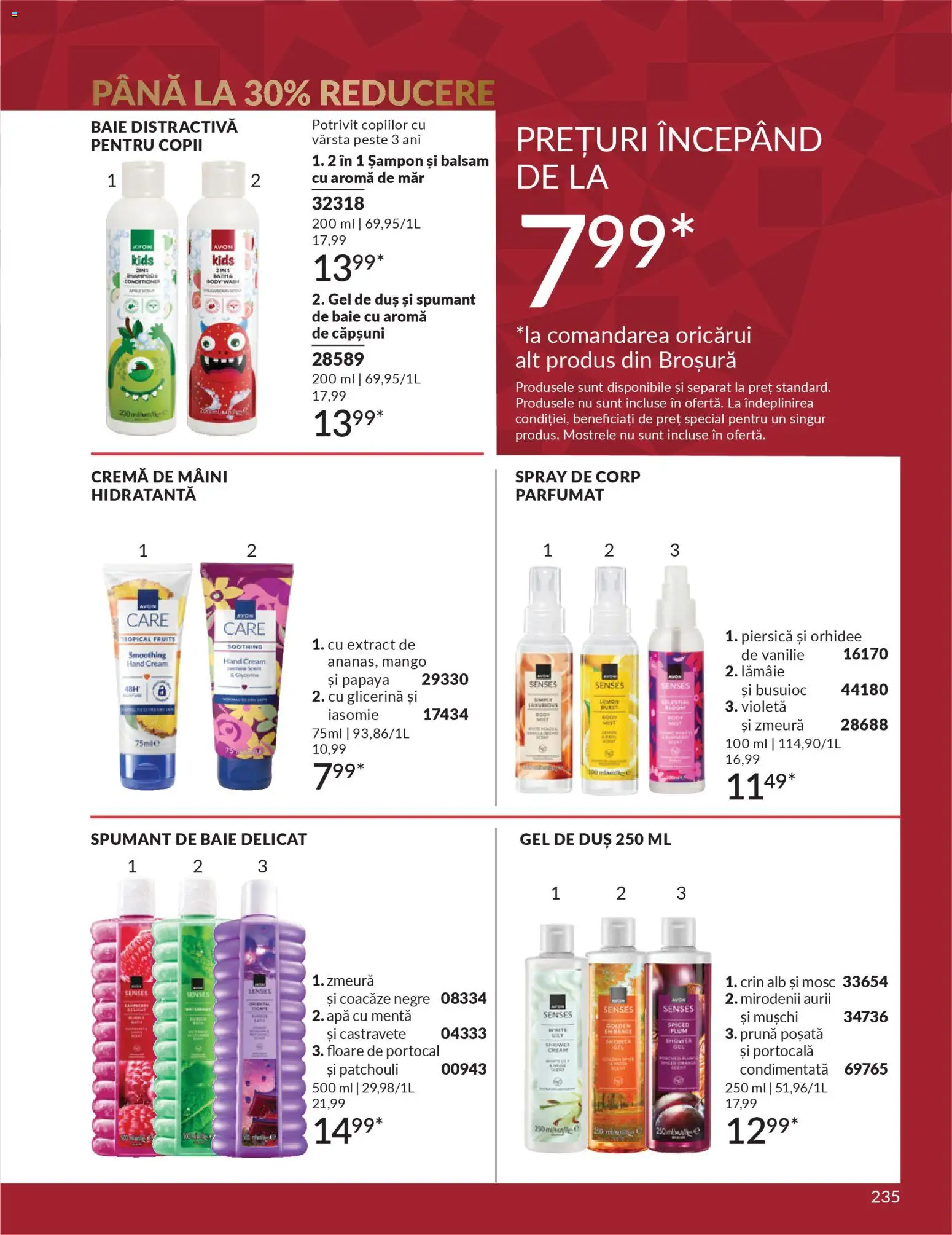 Noul catalog Avon – valabil de la 01.12.2025 | Pagină: 235 | Produse: Zmeură, Duș, Căpșuni, Spumant de baie