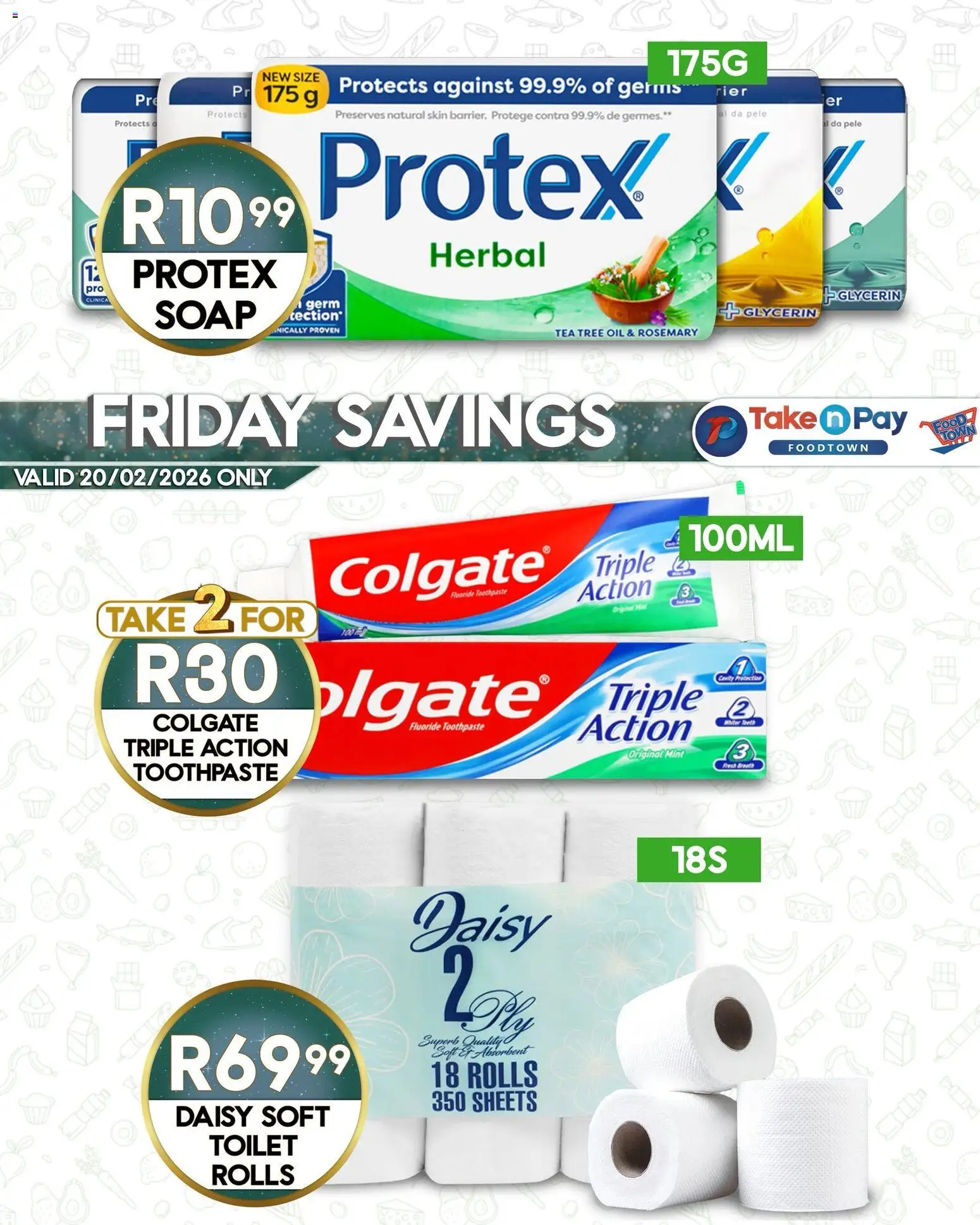 New Take n Pay catalogue – valid from 20.02.2026 | Page: 3 | Products: Toilet, Oil, Soap, Toothpaste