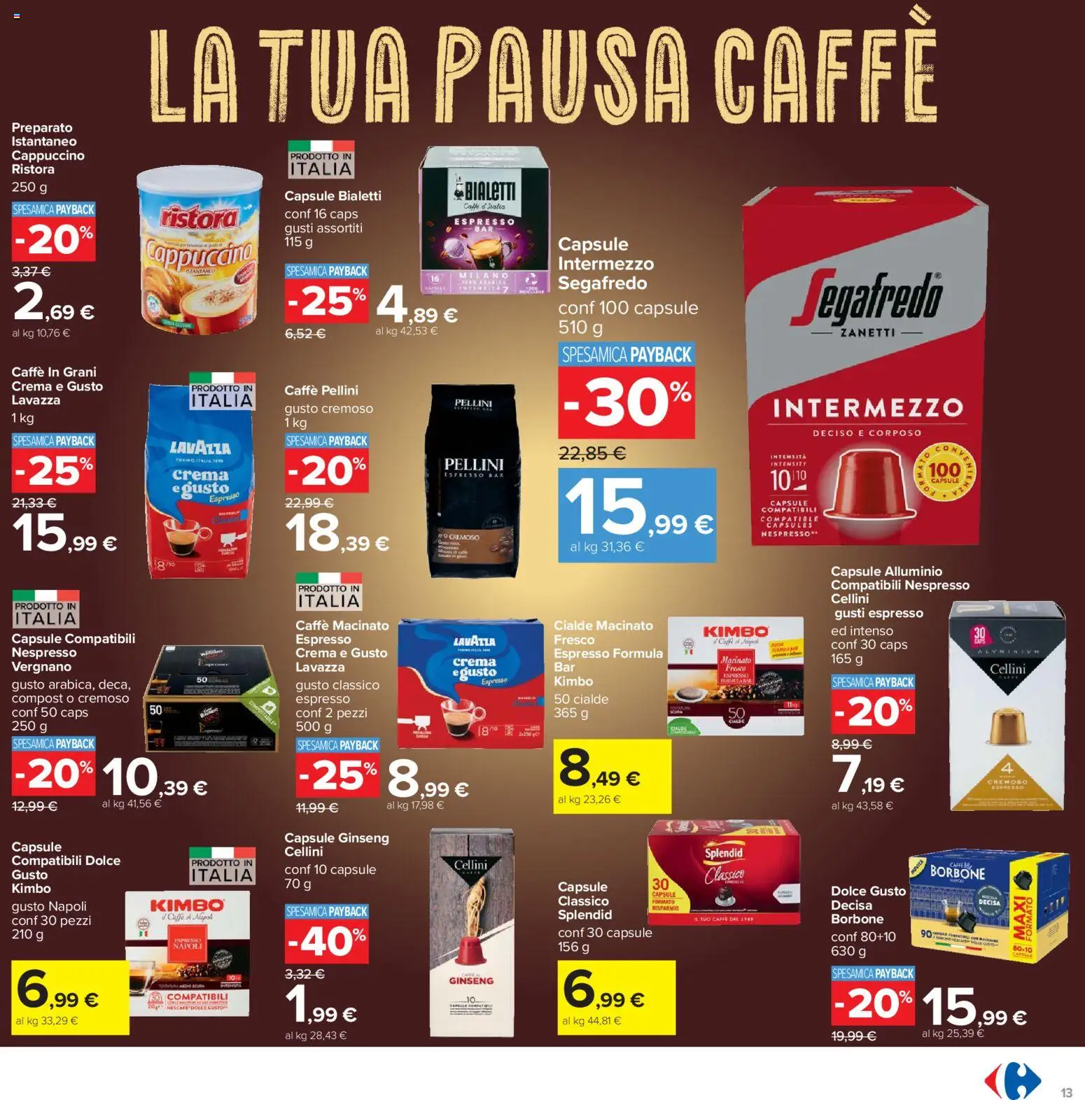 Volantino Carrefour del 02.12.2025 | Pagina: 13 | Prodotti: Crema, Caffè, Alluminio, Lavazza