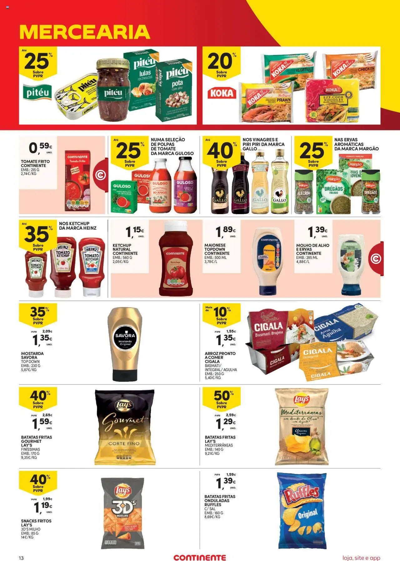 Continente Semanal Continente Bom Dia │ válido de 14.10.2025 | Página: 13 | Produtos: Orégãos, Top, Cebola, Ketchup