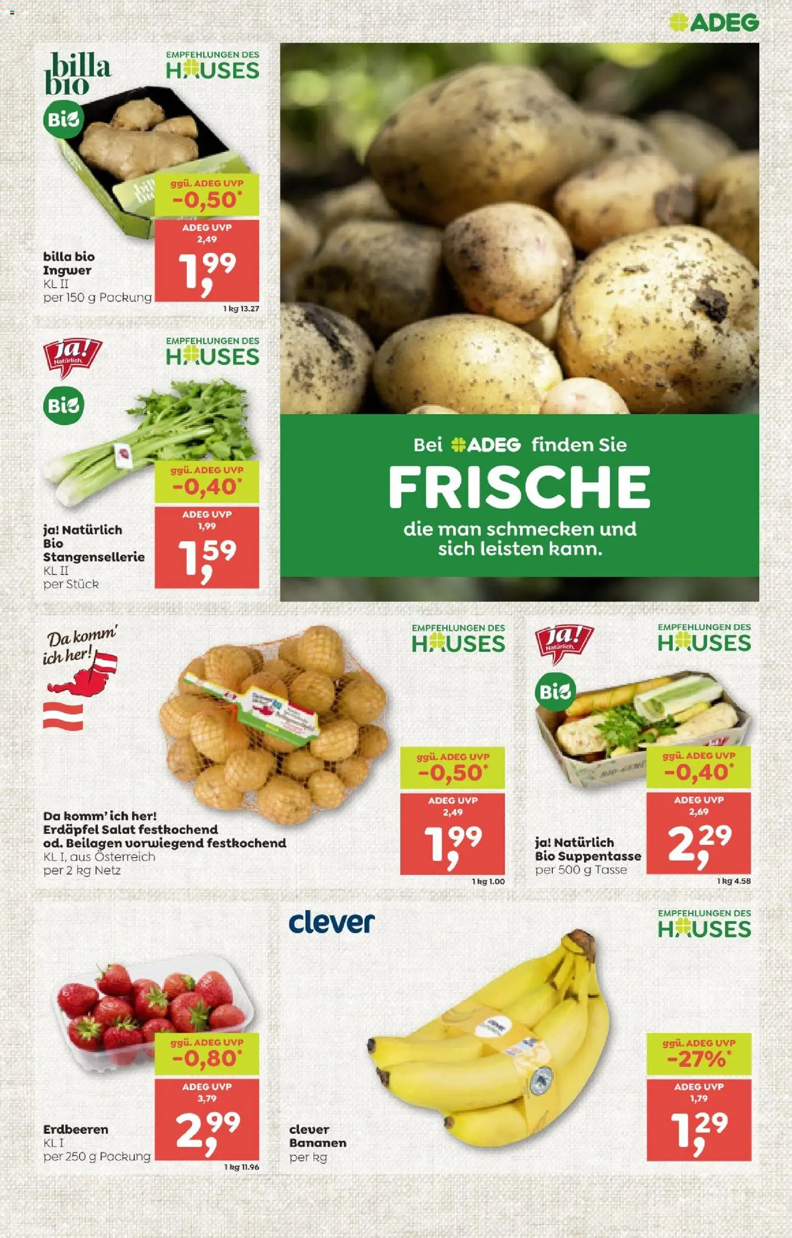 ADEG Vorarlberg gültig ab 08.01.2025 | Seite: 7 | Produkte: Erdbeeren, Salat, Bananen