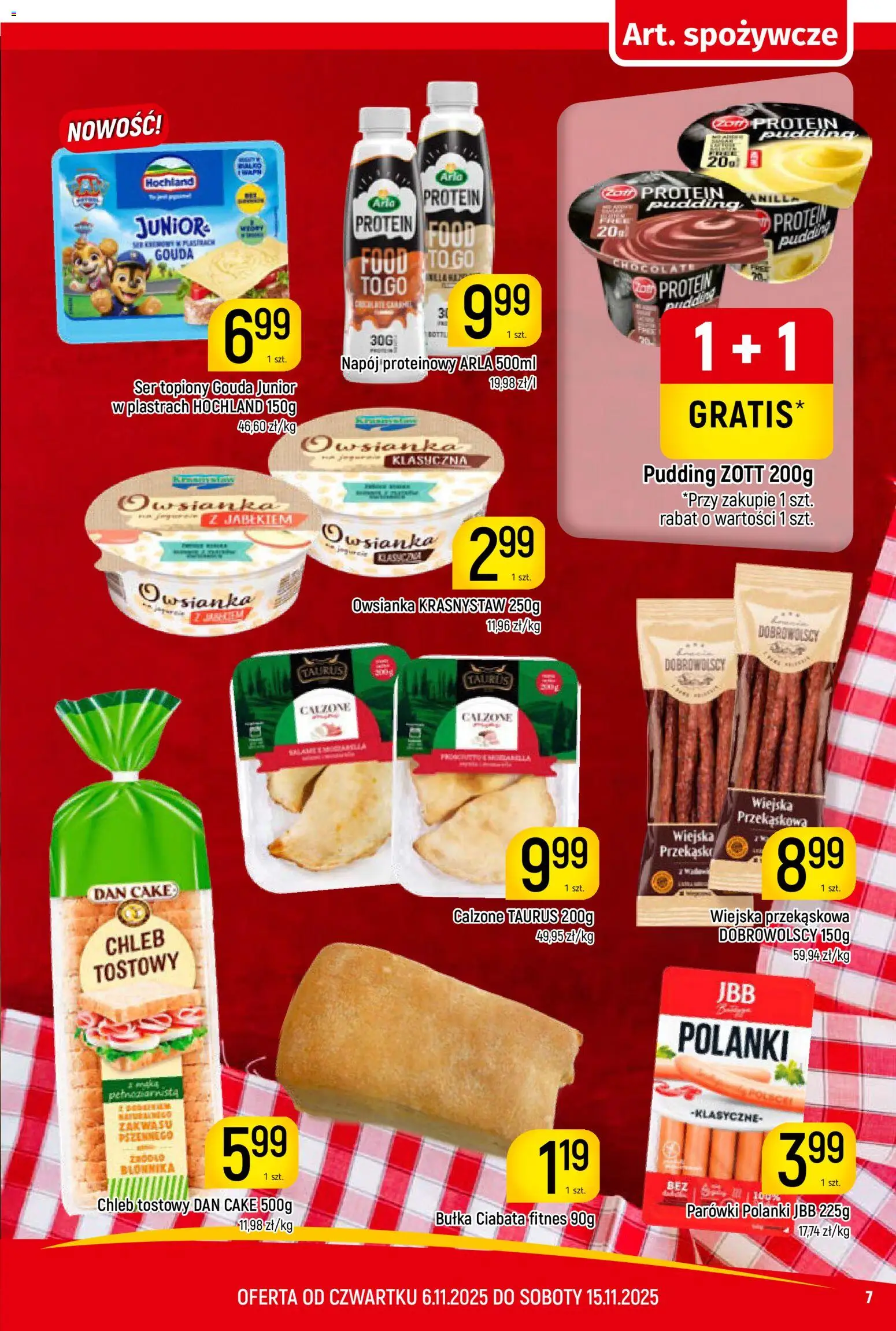 Piotruś Pan Gazetka od 06.11.2025 | Strona: 7 | Produkty: Ser topiony, Chleb tostowy, Bułka, Ser