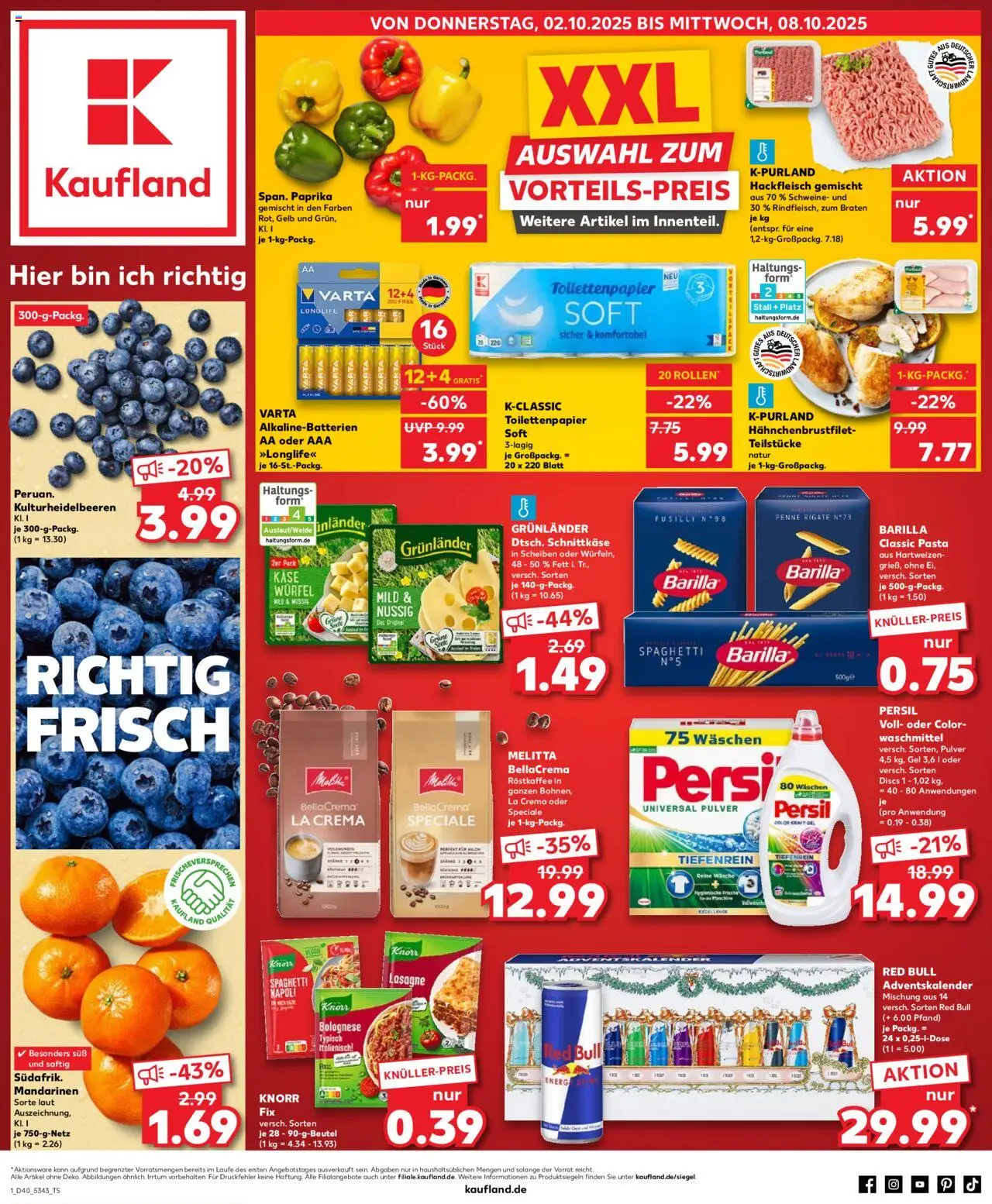 Kaufland Prospekt 	 – gültig ab 02.10.2025 | Seite: 1 | Produkte: Knorr fix, Milch, Knorr, Hackfleisch