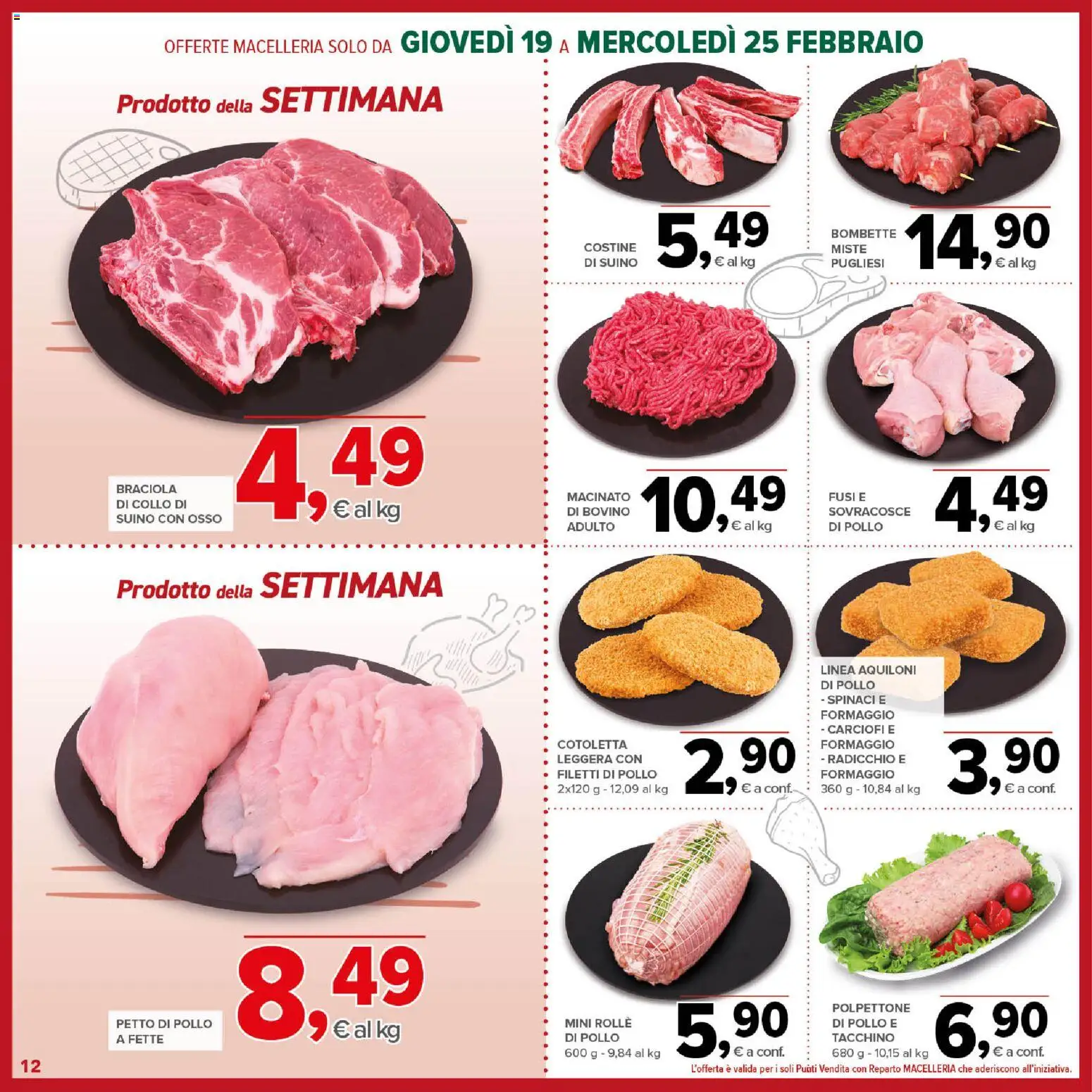 Volantino Todis del 19.02.2026 | Pagina: 12 | Prodotti: Pollo, Suino, Tacchino, Spinaci