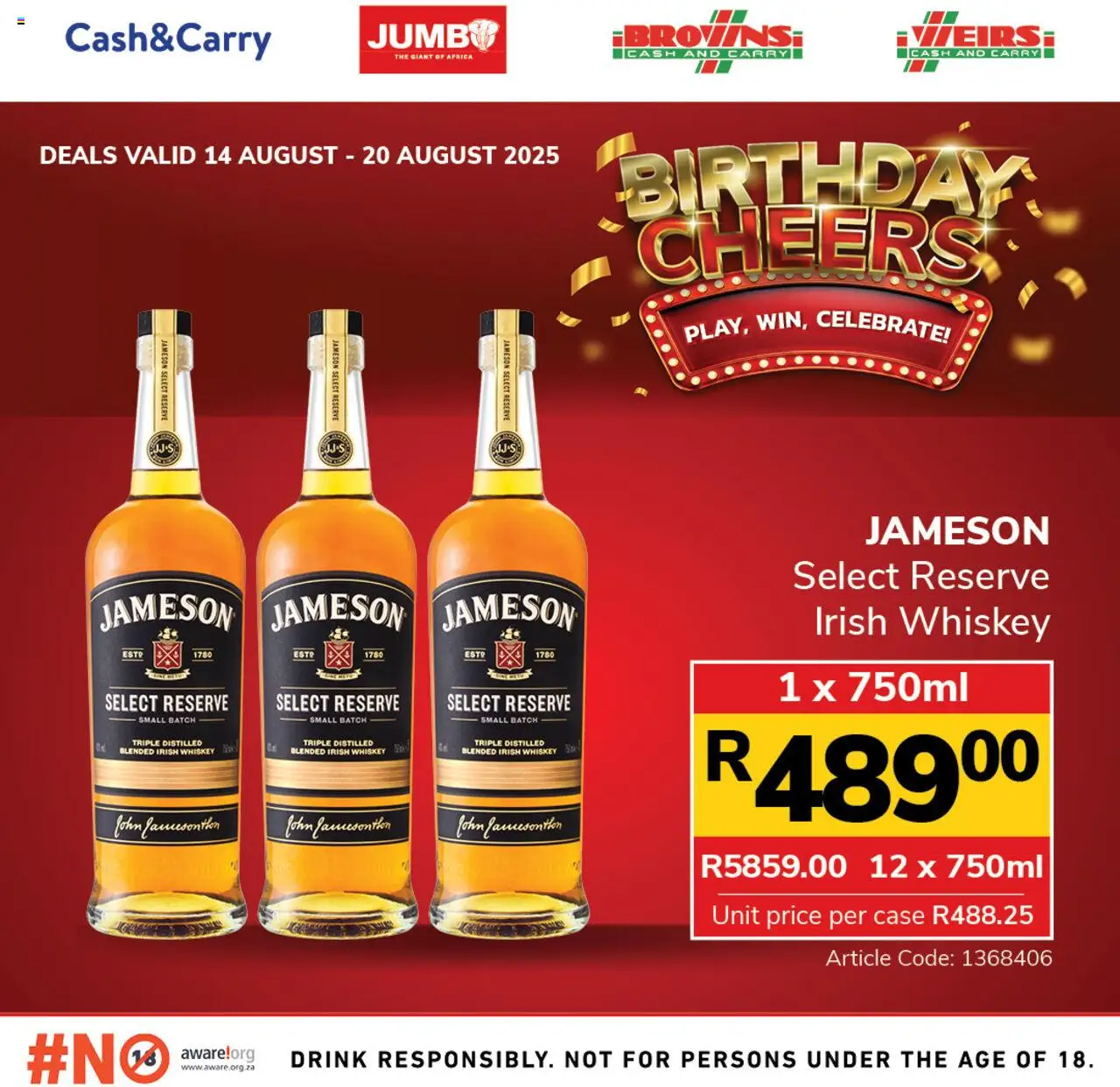 Jumbo Birthday Deals Whisky │ valid from 14.08.2025 | Page: 1 | Products: Case, Whiskey