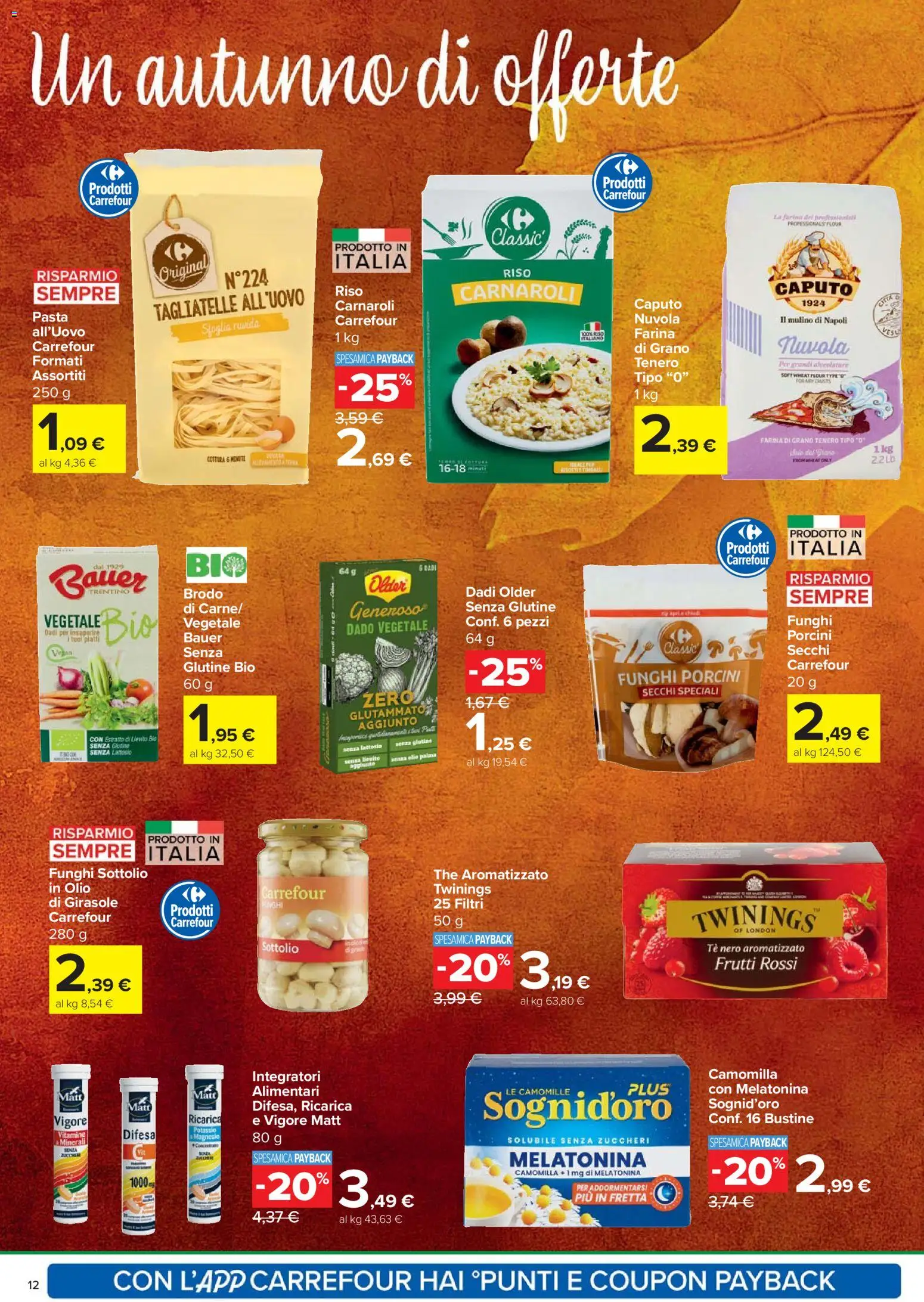 Volantino Carrefour del 06.11.2025 | Pagina: 12 | Prodotti: Riso, Farina, Pasta, The