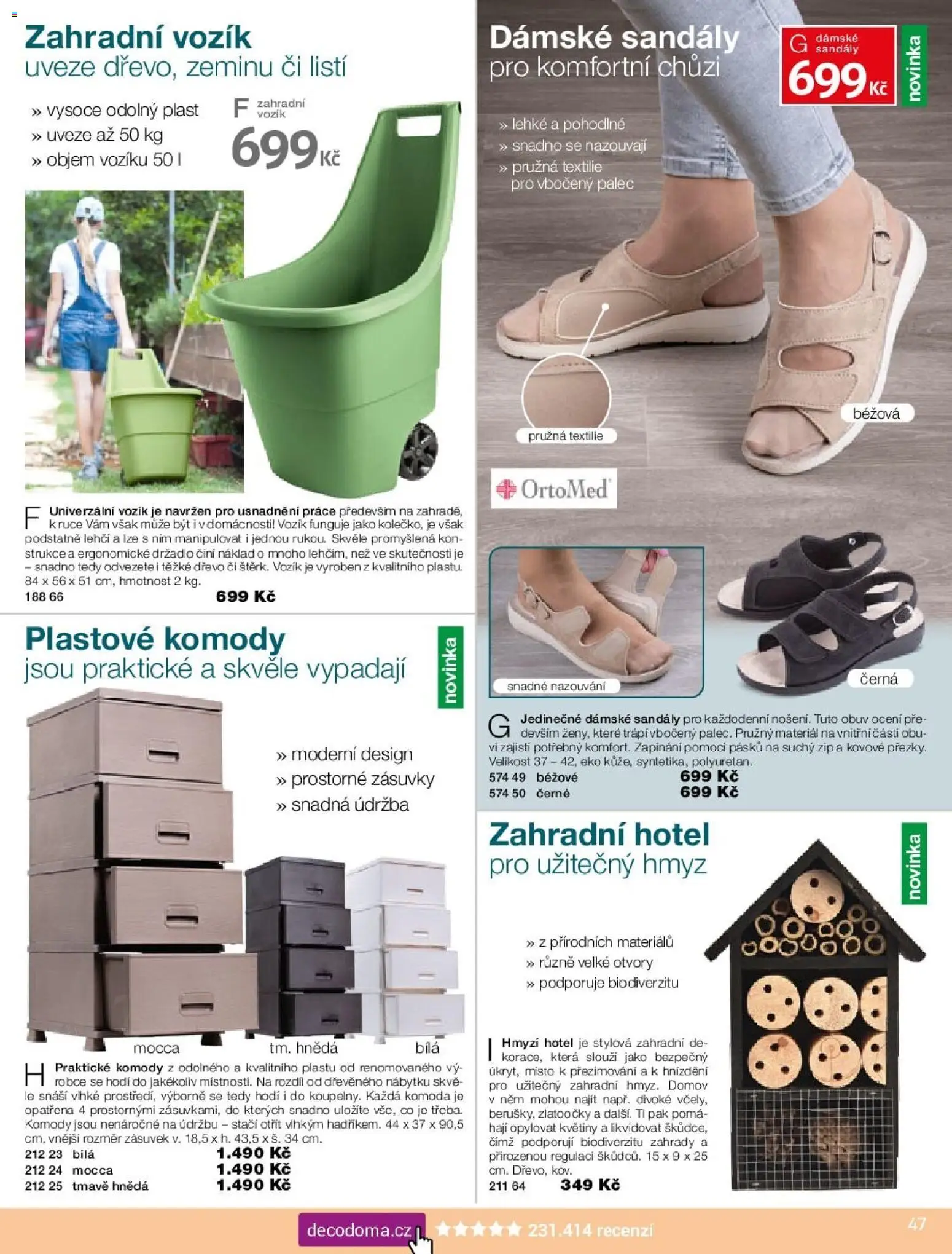 Decodoma katalog od 16.02.2026 | Strana: 47 | Produkty: Sandály, Komody, Zahradní vozík, Komoda