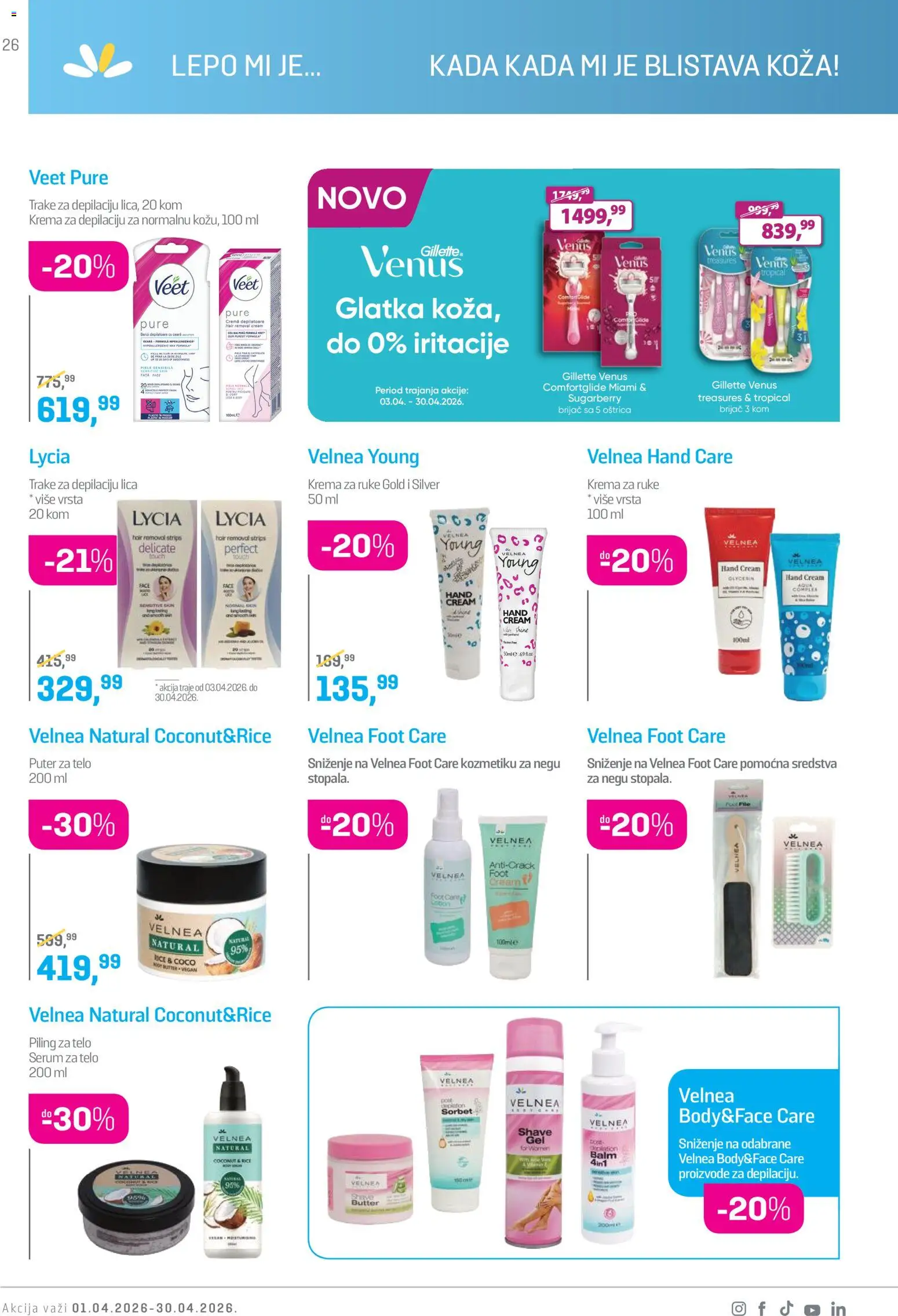 Lilly drogerie katalog - važi od 01.04.2026 | Strana: 26 | Proizvode: Gillette, Puter, Krema, Krema za ruke