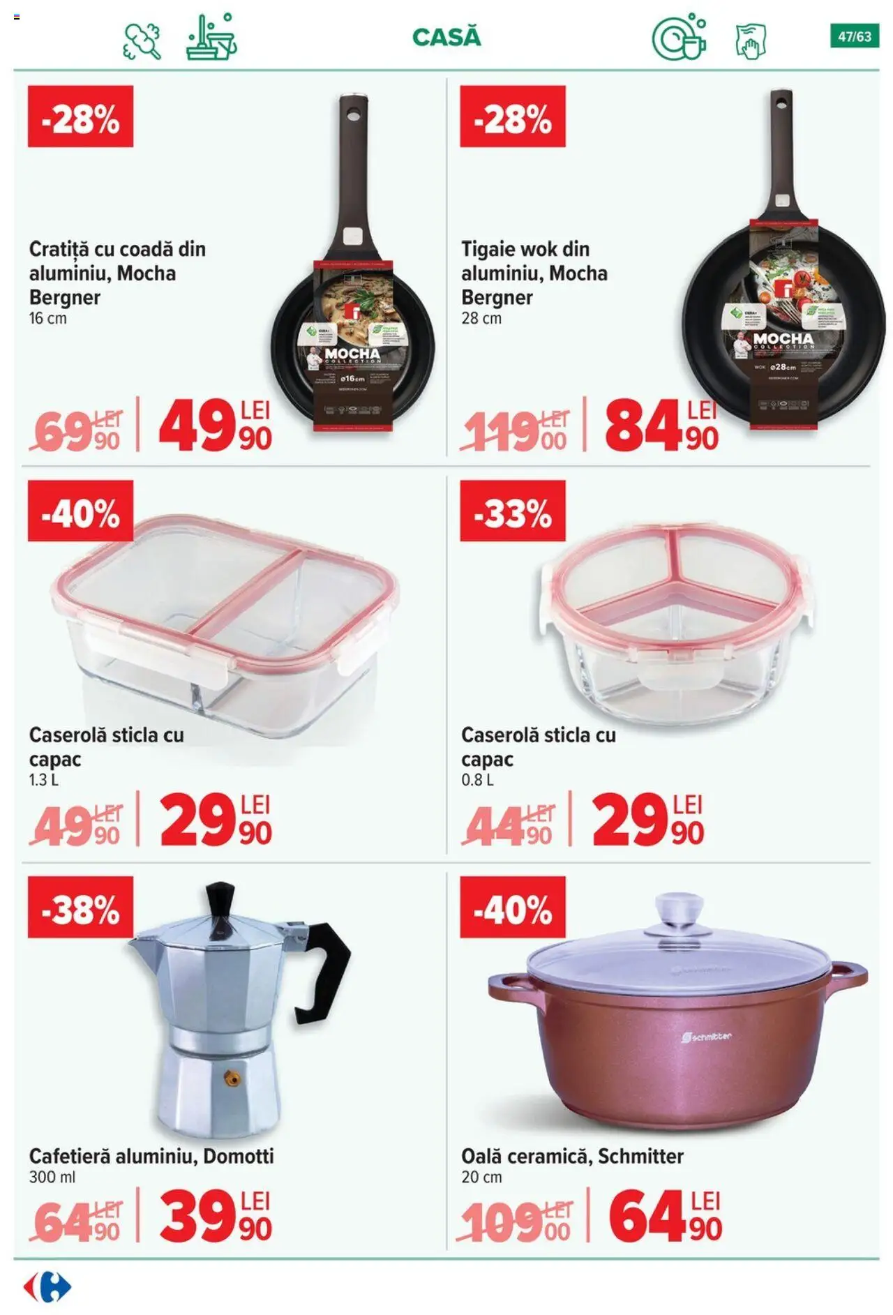 Noul catalog Carrefour – valabil de la 17.09.2025 | Pagină: 47 | Produse: Tigaie, Cratiță, Cafetieră, Oală
